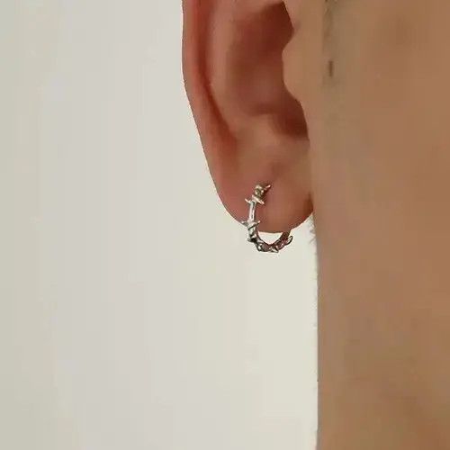 Sterling Silver 100%925 silver retro punk earrings （1pairs） Size ONE SIZE - 4 Thumbnail