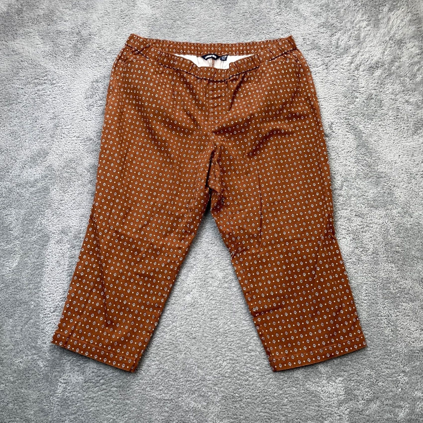 Lands' End Lands' End Pants Womens 22W Capri Mid Rise Cotton Spandex Brown Twill Pockets Stretch Casual Workwear 22 in Inseam Size 40" / US 18 - 2 Thumbnail