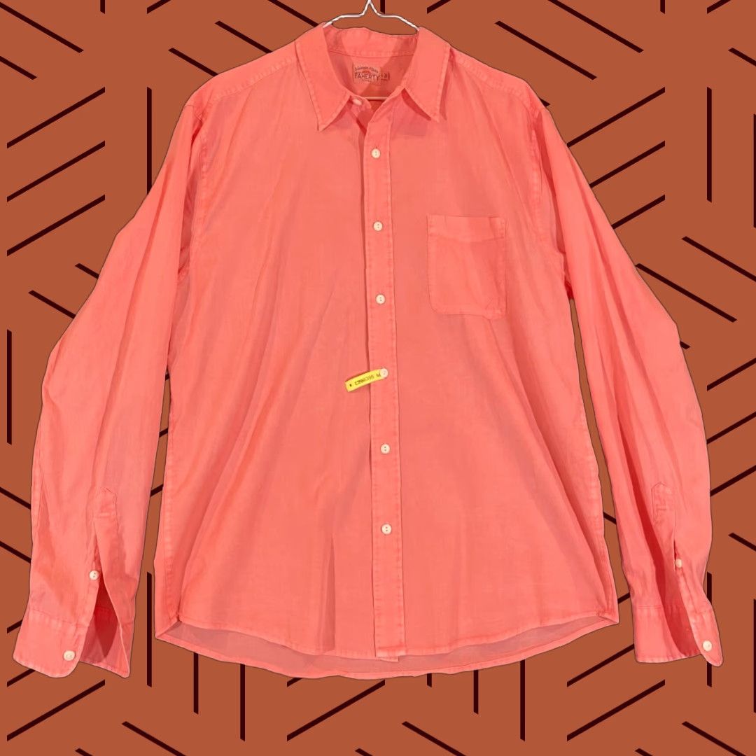 Faherty Faherty Shirt Mens Large Orange Button-Up Outdoors L/S Cotton Shirt Size US L / EU 52-54 / 3 - 1 Thumbnail