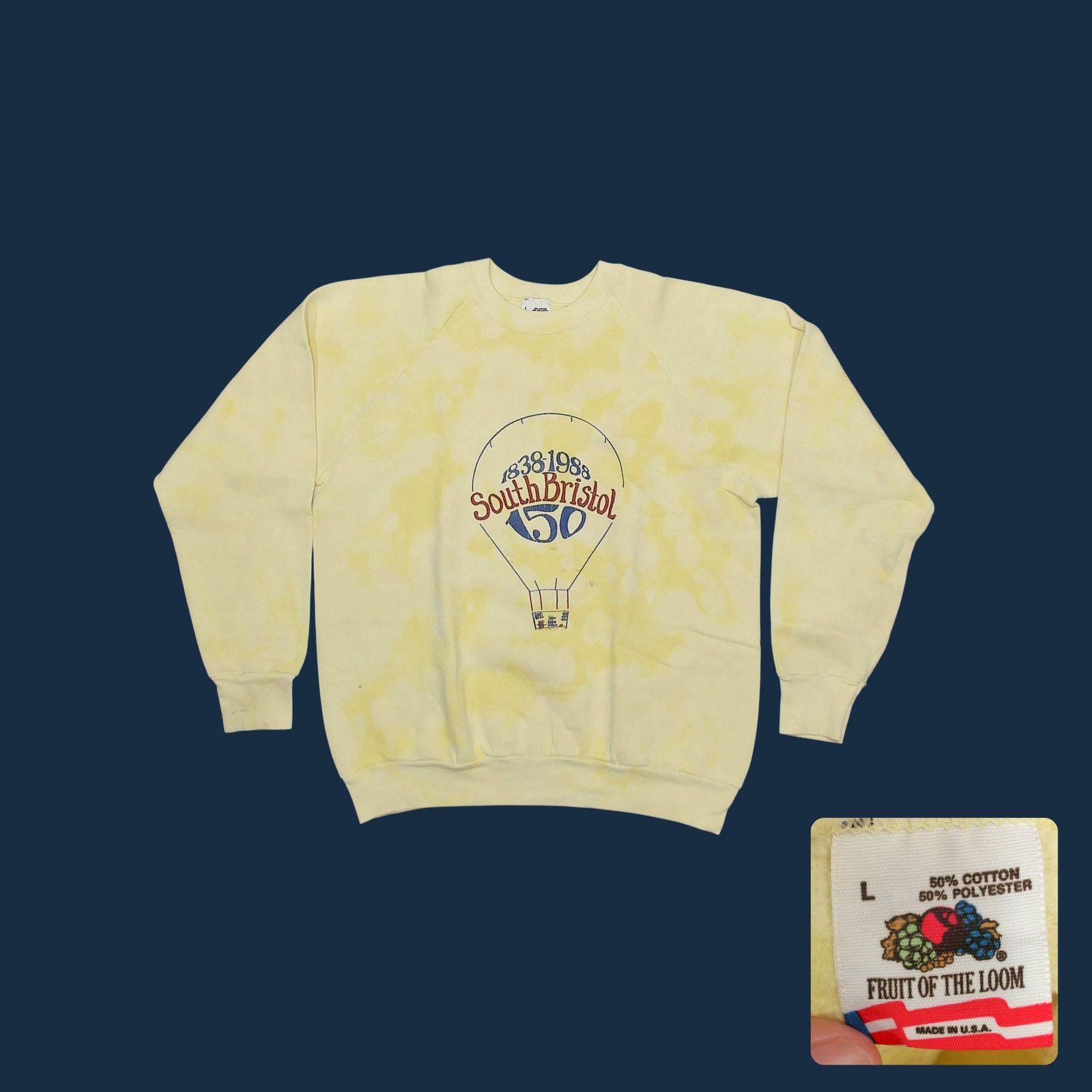 Fruit Of The Loom VTG 80s Fruit of the Loom 50/50 Tie Dye Balloon Raglan M/L Size L / US 10 / IT 46 - 1 Thumbnail
