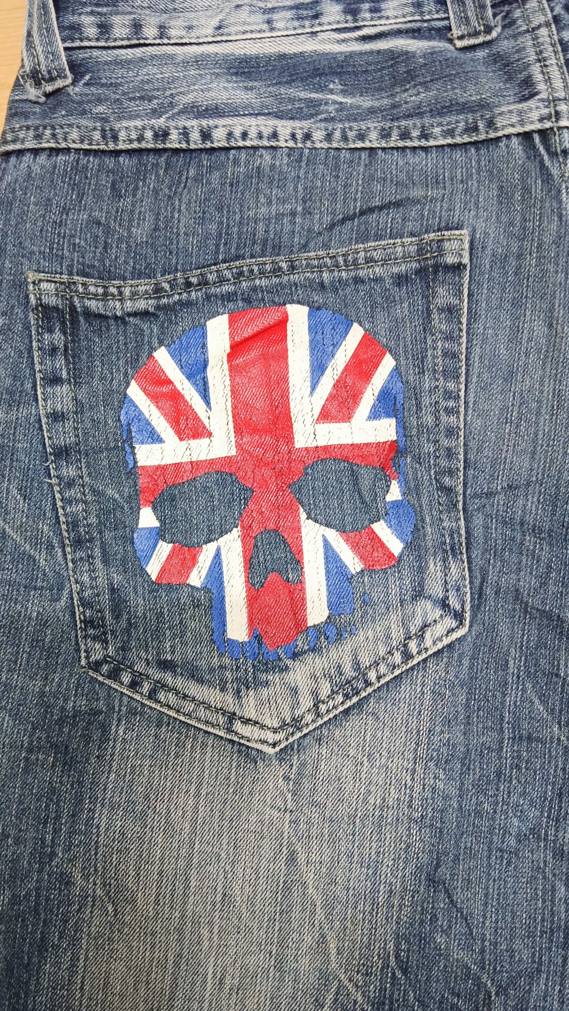 Tornado Mart 💥Jack Serika💥 Union Jack Punk Skull Flare Denim Size US 32 / EU 48 - 12 Thumbnail