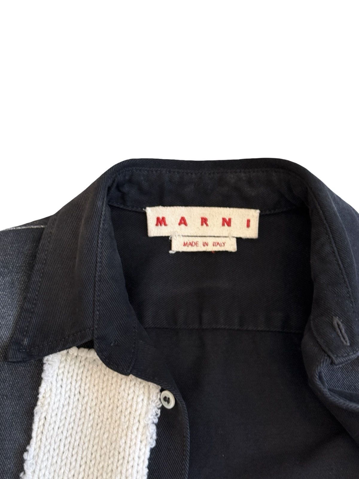 Marni Denim shirt / light jacket with knit wool patches Size US M / EU 48-50 / 2 - 3 Thumbnail