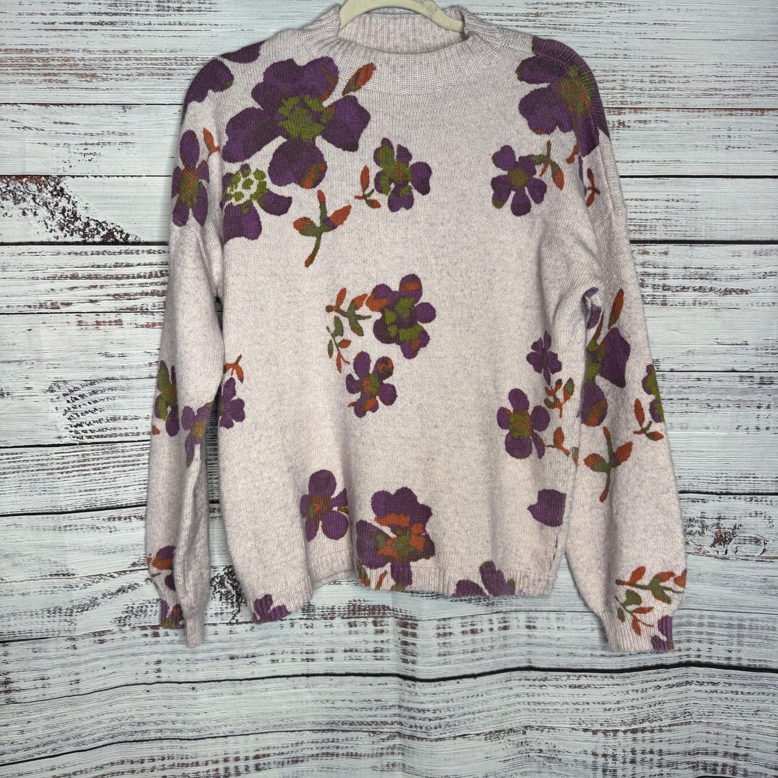 Loft LOFT Floral Print Sweater Purple Lilac Crew Neck Pullover M Size M / US 6-8 / IT 42-44 - 2 Thumbnail