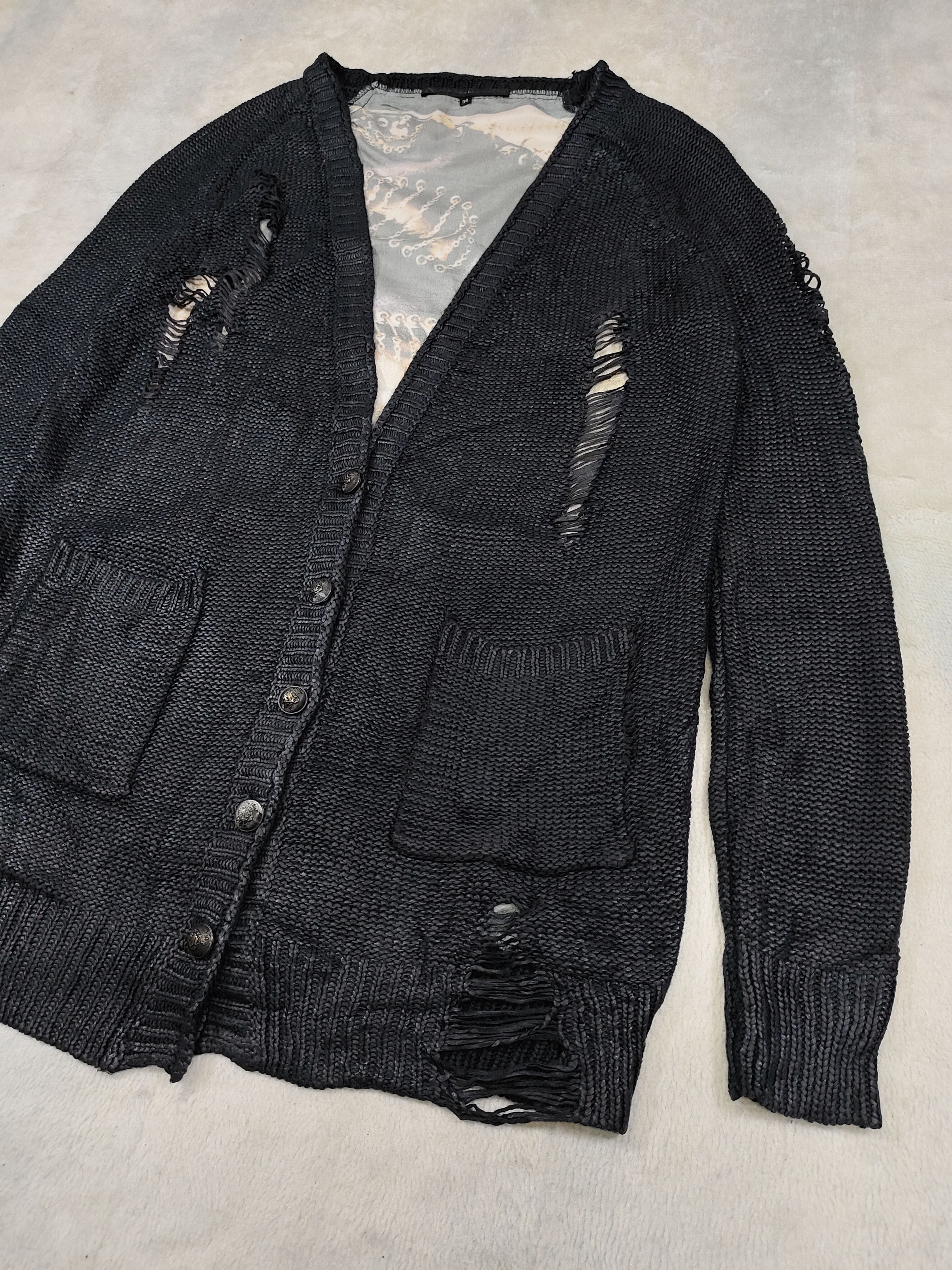 Seditionaries 🇫🇷 Rive Gauche❤️‍🔥Punk Gothic Distressed Wax Knit Cardiga Size M / US 6-8 / IT 42-44 - 7 Thumbnail