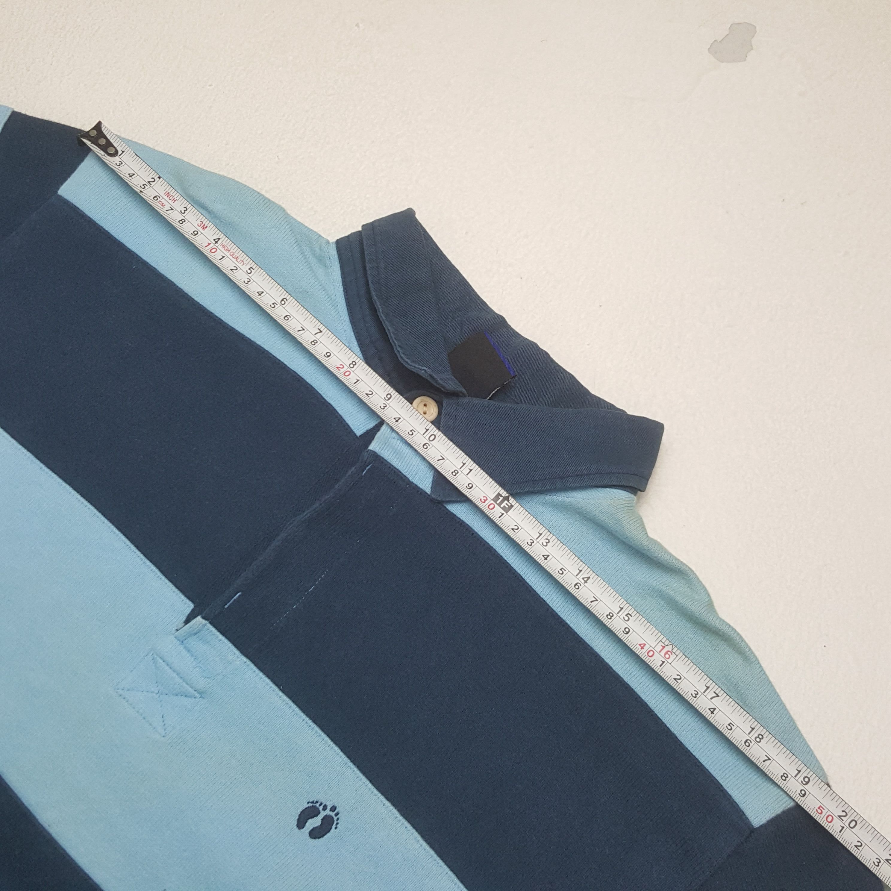 Vintage Hang Ten Striped Polo Long Sleeve Shirt