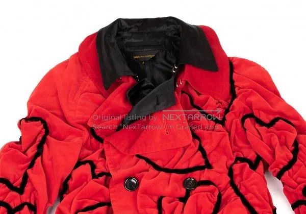 Comme des Garcons Comme Des Garcons Red Retro Heart Design Velvet Jacket Size S / US 4 / IT 40 - 5 Thumbnail