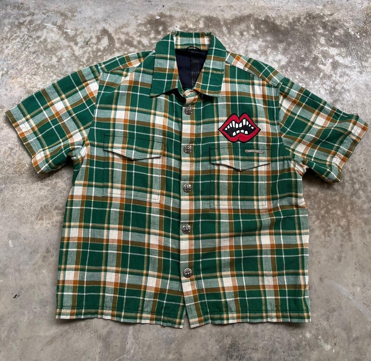 image of Chrome Hearts St.barth Exclusive Mattyboy Short Sleeve Shirt in Green, Men's (Size Large)