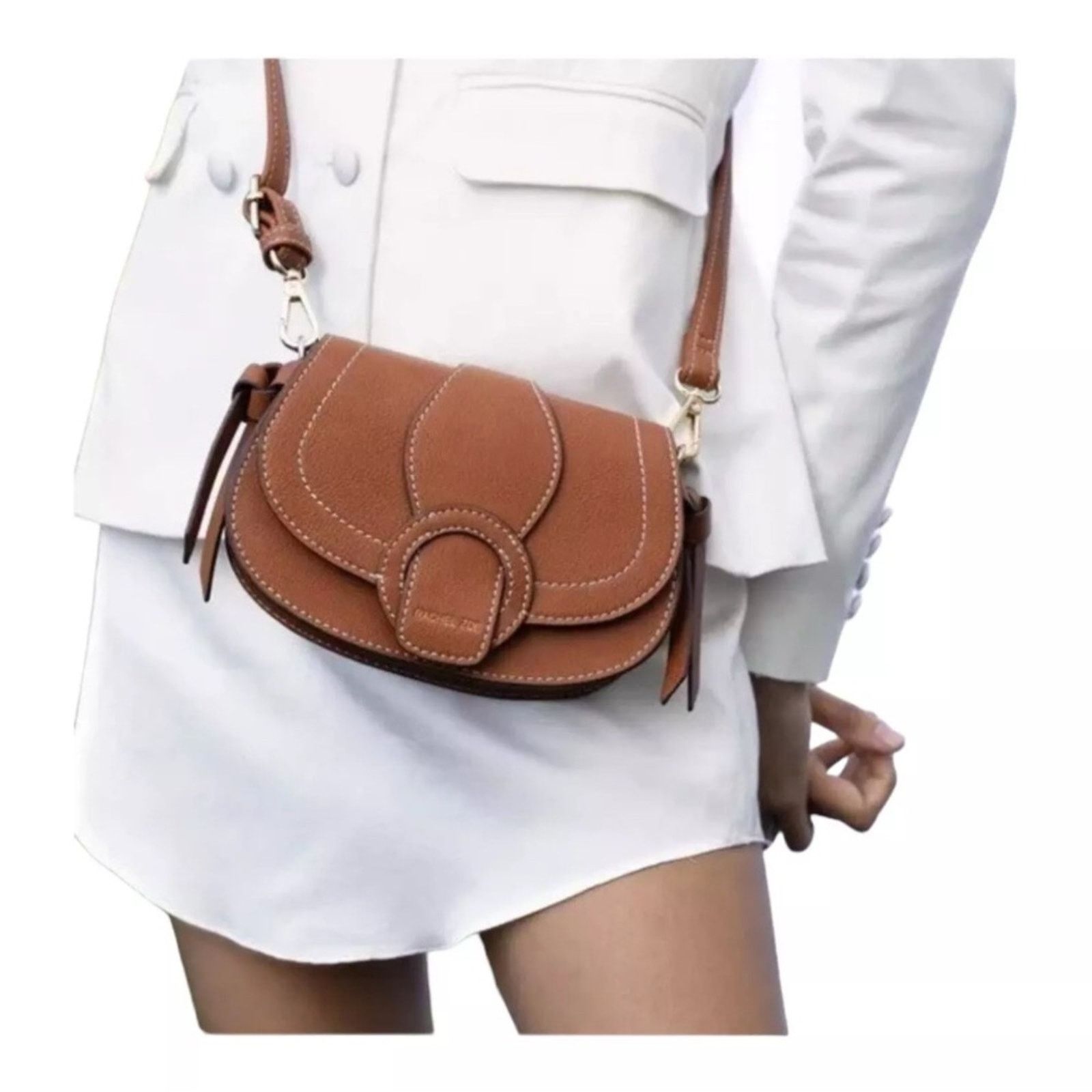 Rachel Zoe Rachel Zoe Saddle Crossbody Bag Cognac Brown NWT Size ONE SIZE - 1 Thumbnail