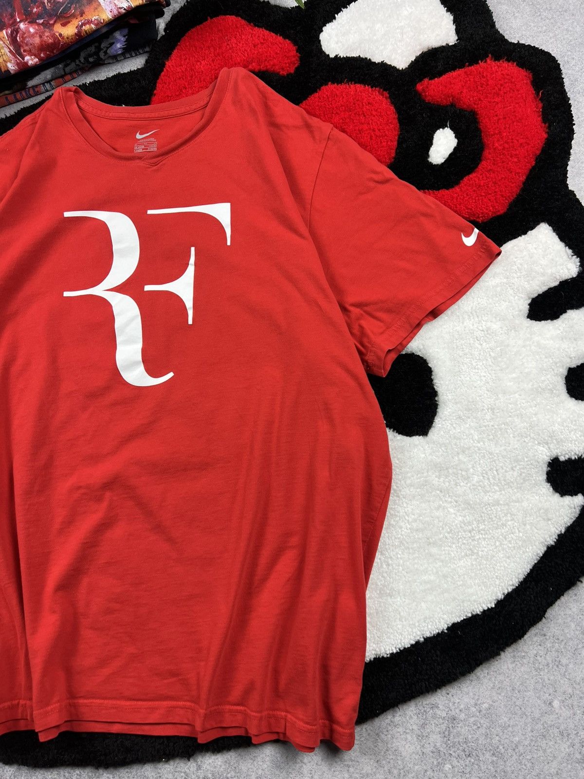 Vintage Vintage Nike RF Roger Foderer Oversized Red Y2K Tee Shirt Size US XL / EU 56 / 4 - 3 Thumbnail