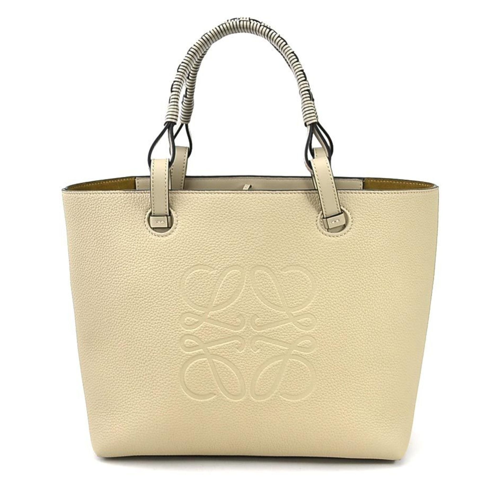 image of Loewe Handbag Shoulder Bag Anagram Grain Calf Leather Light Beige Women's A717S72X3 in White