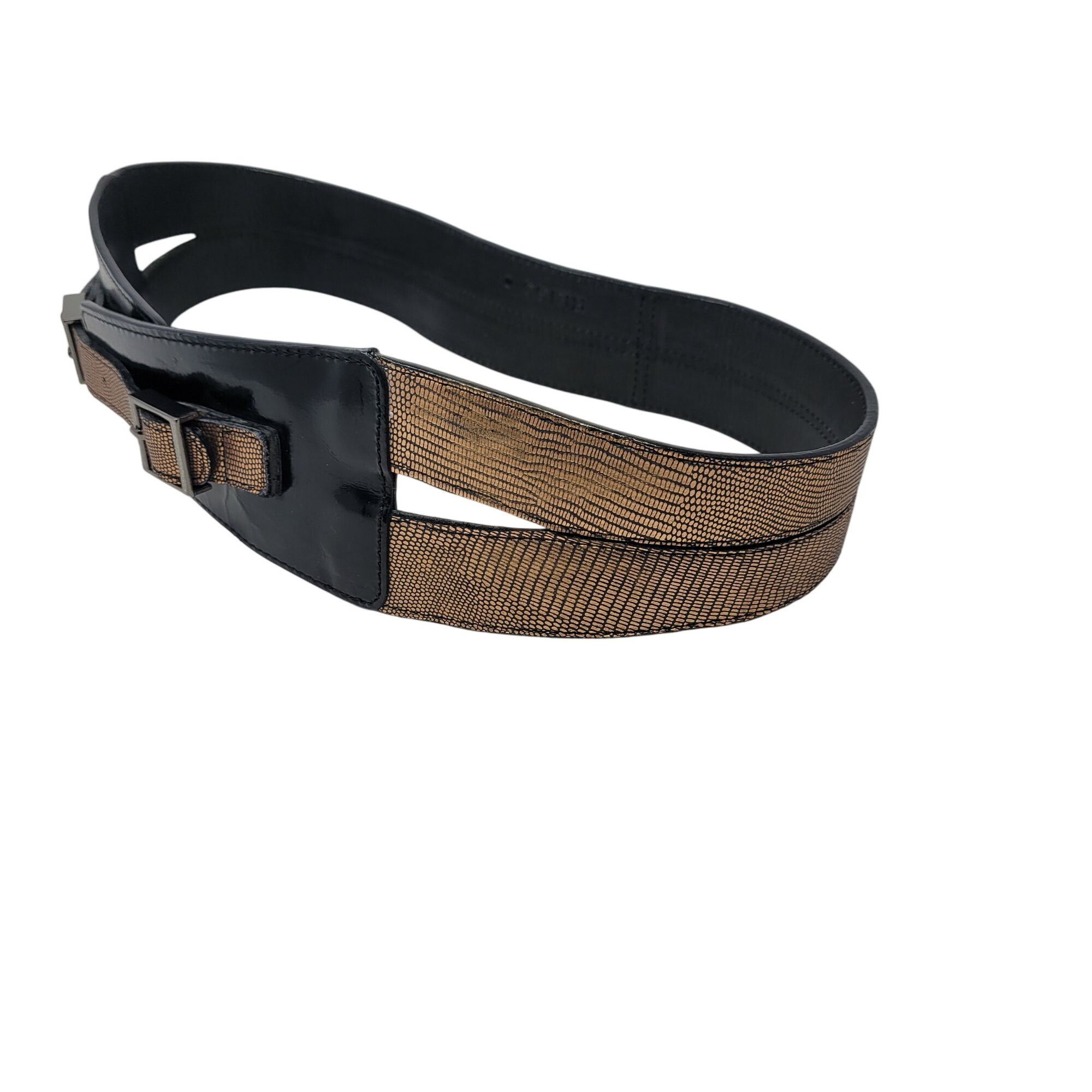 Reiss Reiss Womens Waist Belt Patent Leather Metallic Copper Doubl Size ONE SIZE - 8 Thumbnail