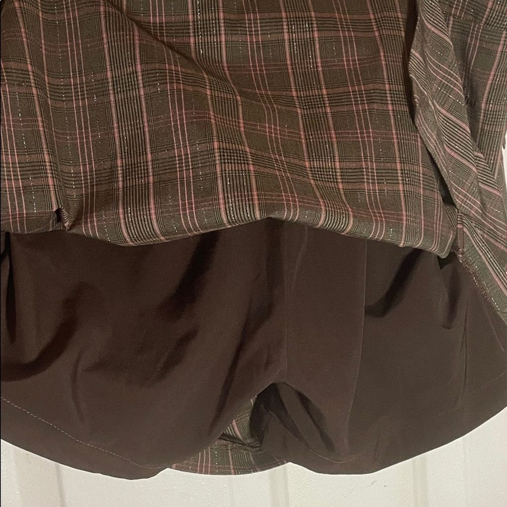 Thamanyah TEHAMA Checkered Mini Skort - Brown and Pink Size 30" / US 8 / IT 44 - 5 Thumbnail