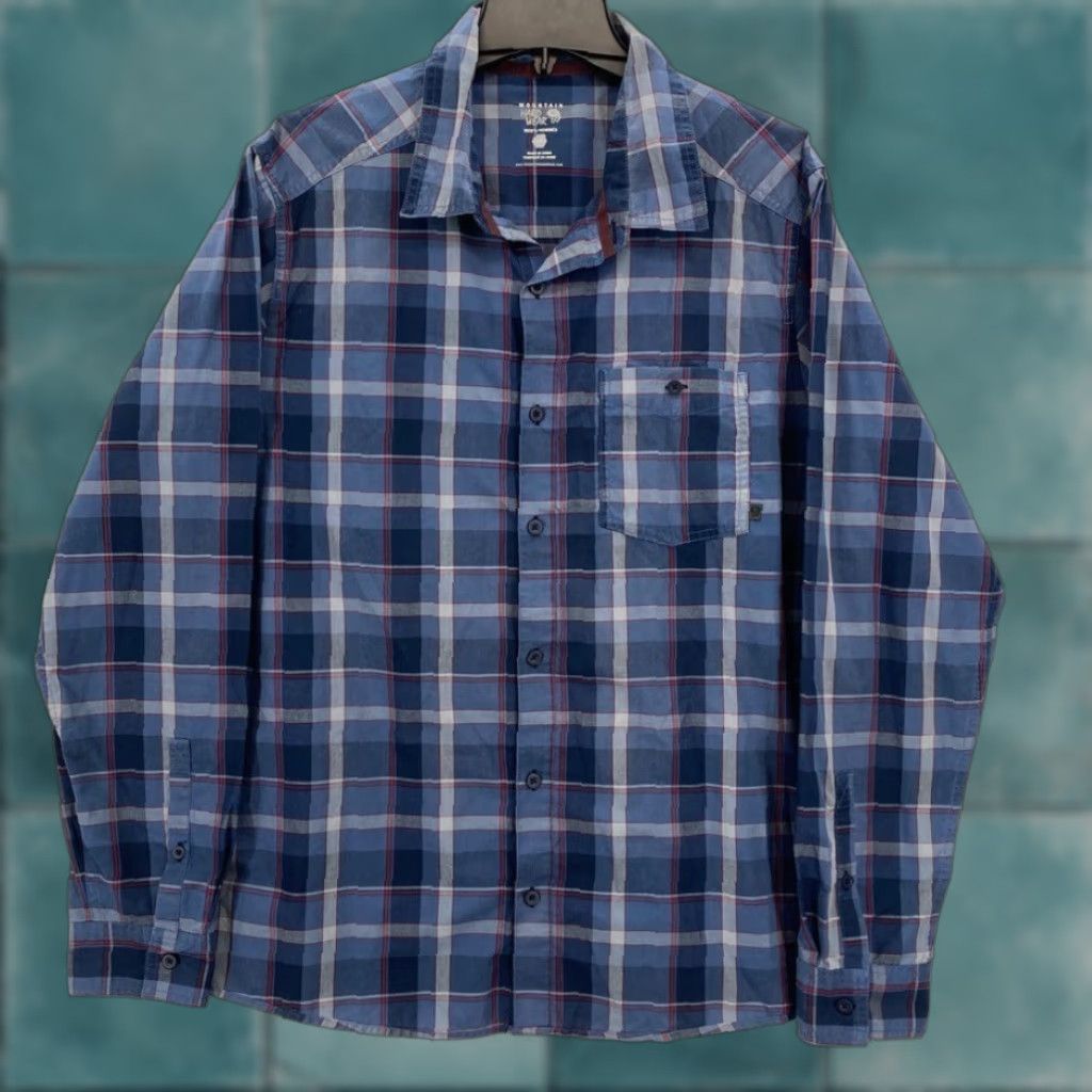 Mountain Hardwear Mountain Hardwear Button-Up Long Sleeve Shirt Mens L Blue Plaid Outdoor Camp Size US L / EU 52-54 / 3 - 1 Thumbnail