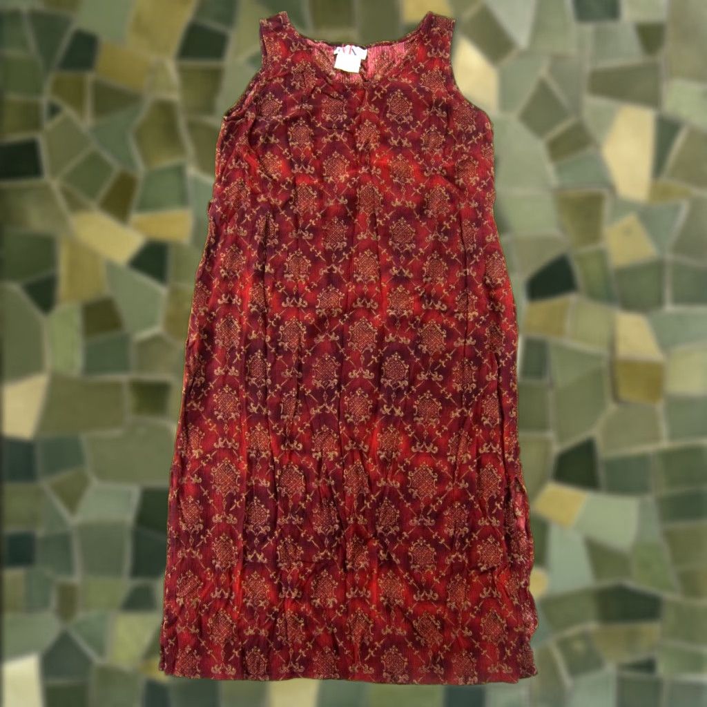 Vintage VINTAGE R&K Originals Dress Midi Tank Sun Red 10 Petite 100% Rayon Womens Sleeveless Sundress Dress Pattern Floral 90s Size L / US 10 / IT 46 - 1 Thumbnail