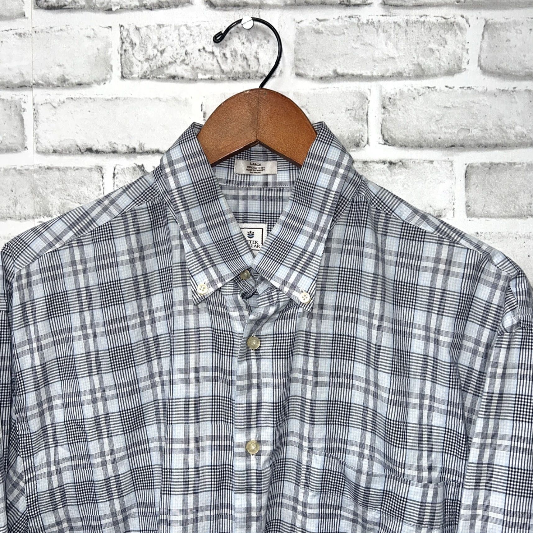 Peter Millar VINTAGE Peter Millar Gray Plaid Long Sleeve Button-Up Shirt Men's Size L Size US L / EU 52-54 / 3 - 2 Thumbnail