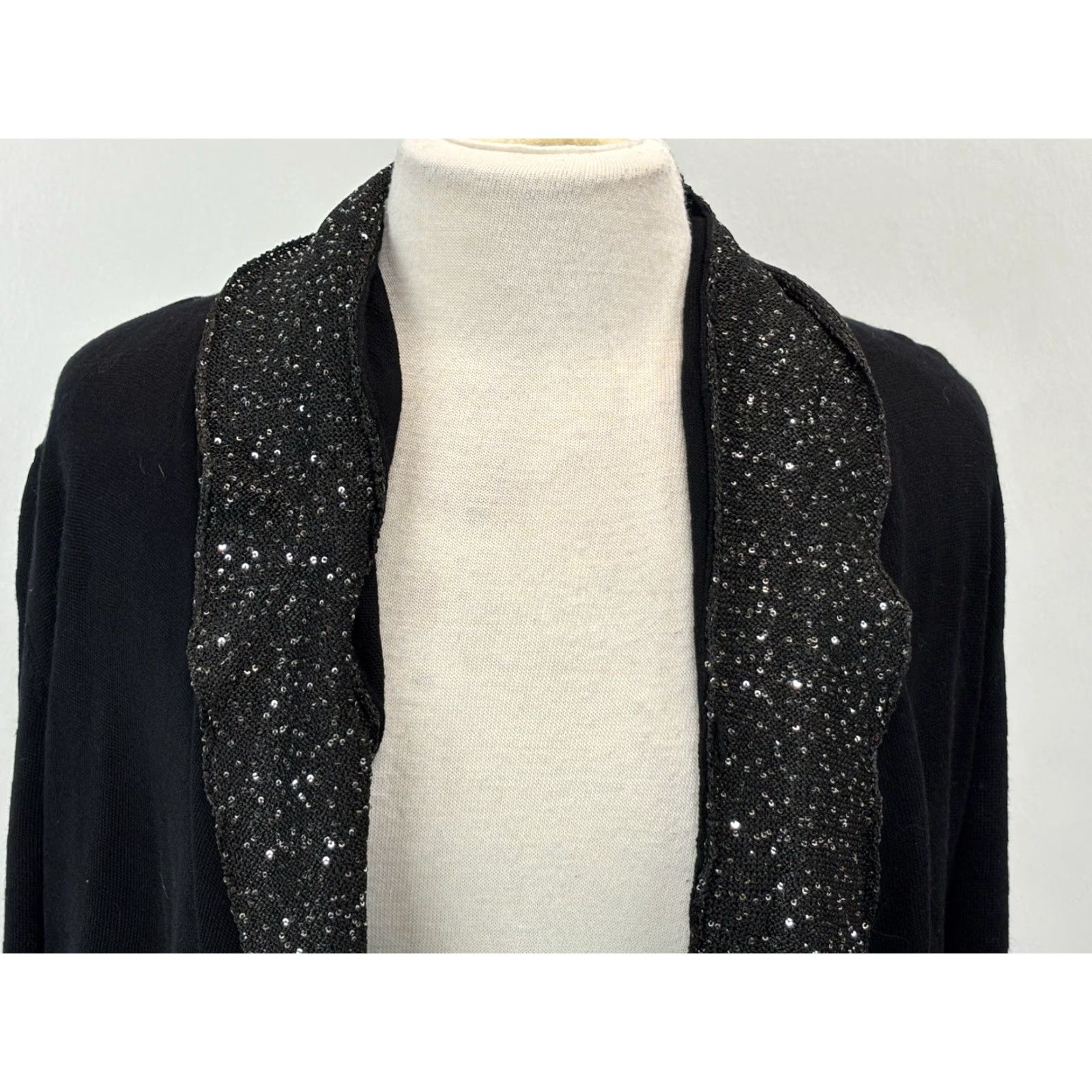 Soft Surroundings VINTAGE Soft Surroundings Knit Cardigan Sweater Women Large Black Silver Trim Long Sleeve Classic Trendy Size L / US 10 / IT 46 - 5 Thumbnail