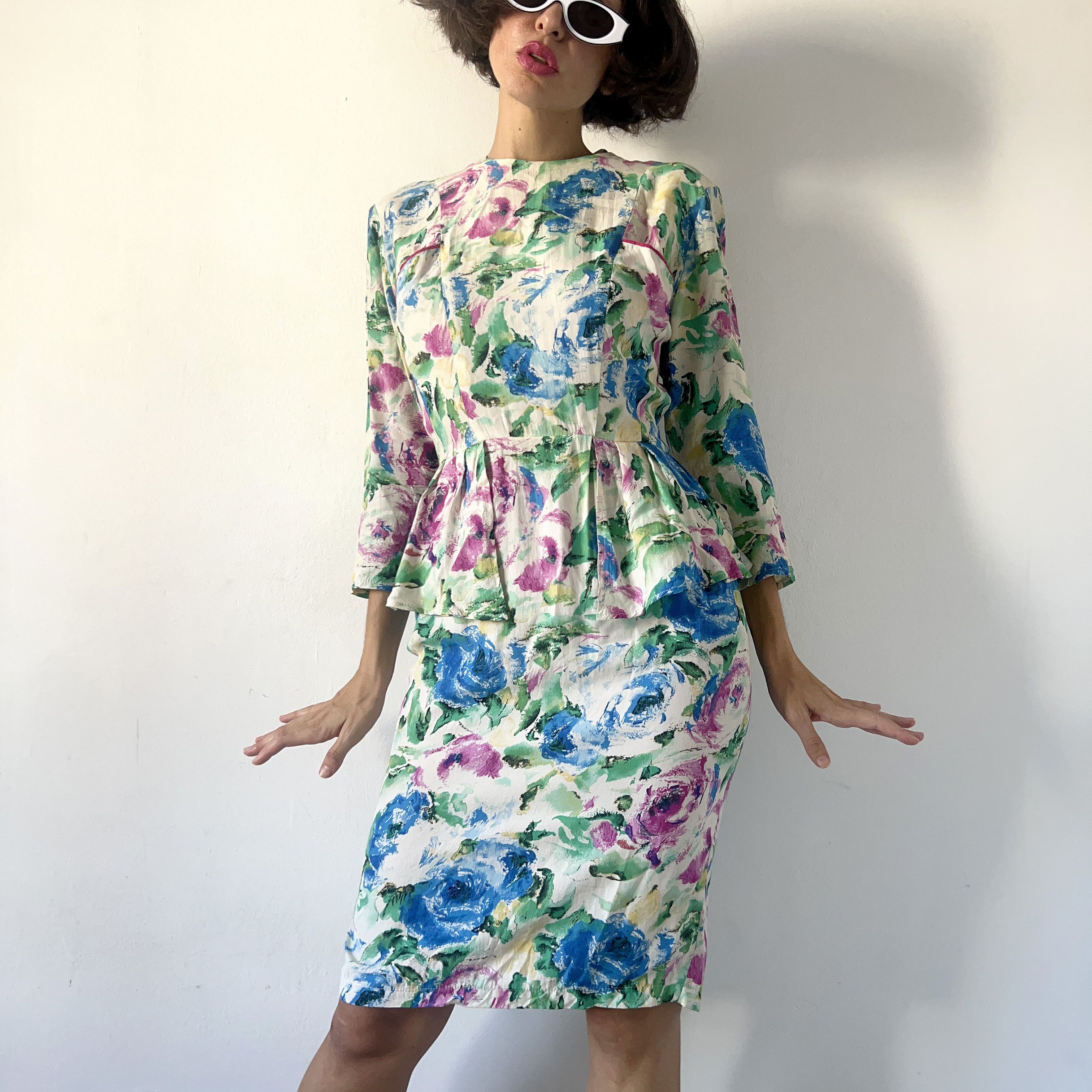 Vintage Vintage 70s white floral peplum dress Size M / US 6-8 / IT 42-44 - 6 Thumbnail
