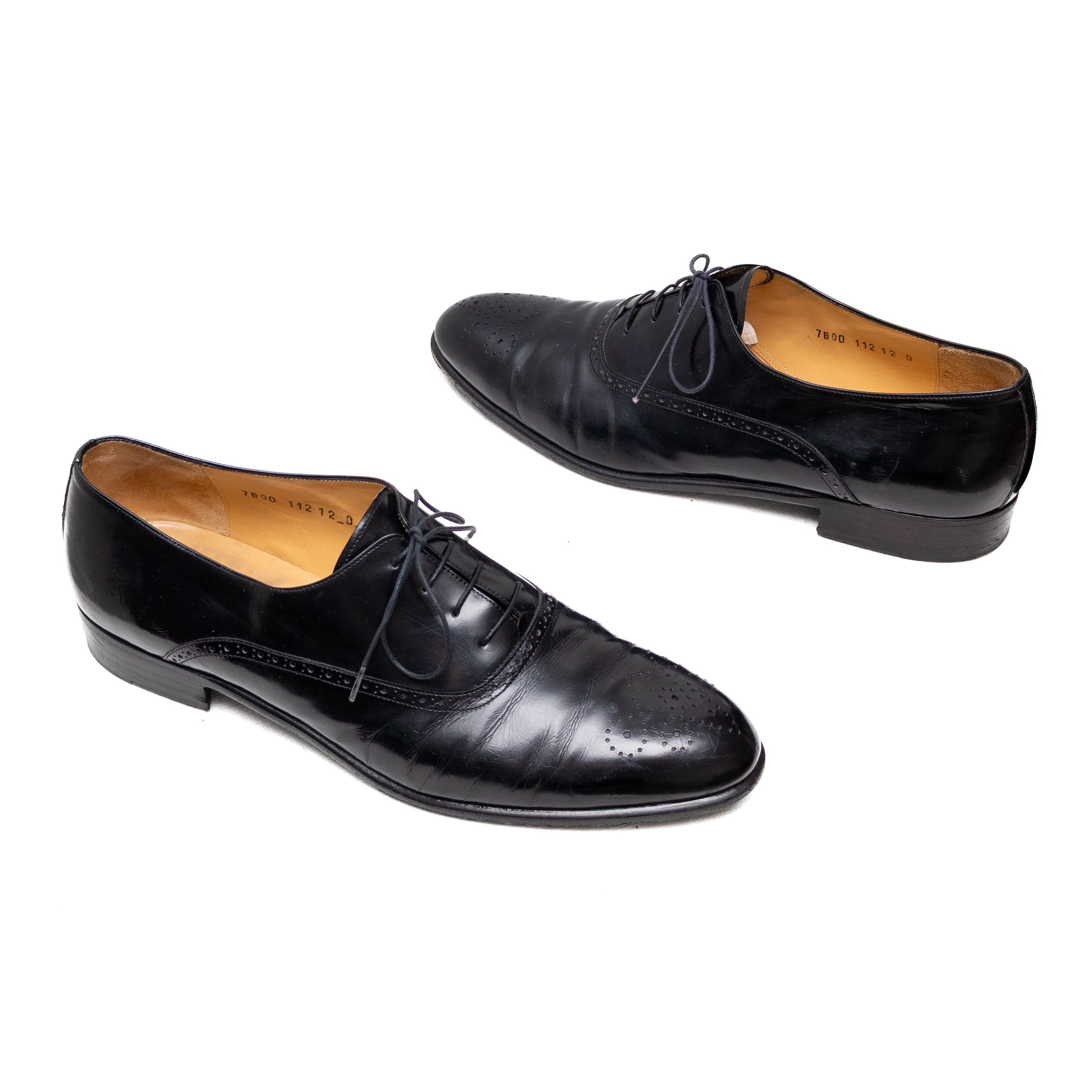 Salvatore Ferragamo Salvatore Ferragamo Black Leather Oxford Brogue Dress Shoes Size US 12 / EU 45 - 2 Thumbnail