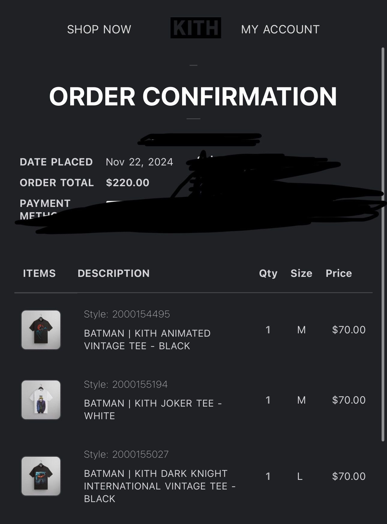 DC Comics × Kith × Vintage KITH DARK KNIGHT INTNL VINTAGE TEE Size US L / EU 52-54 / 3 - 5 Thumbnail