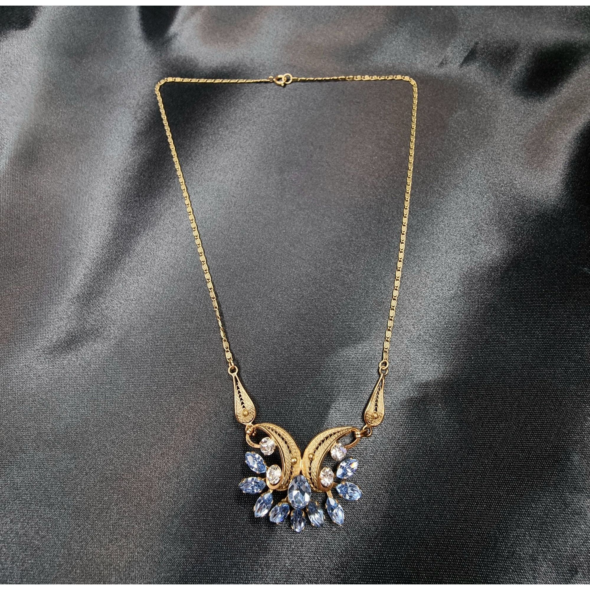 Vintage Rare Find Vintage Van Dell Gold-Tone Necklace With Blue Rhin Size ONE SIZE - 4 Thumbnail