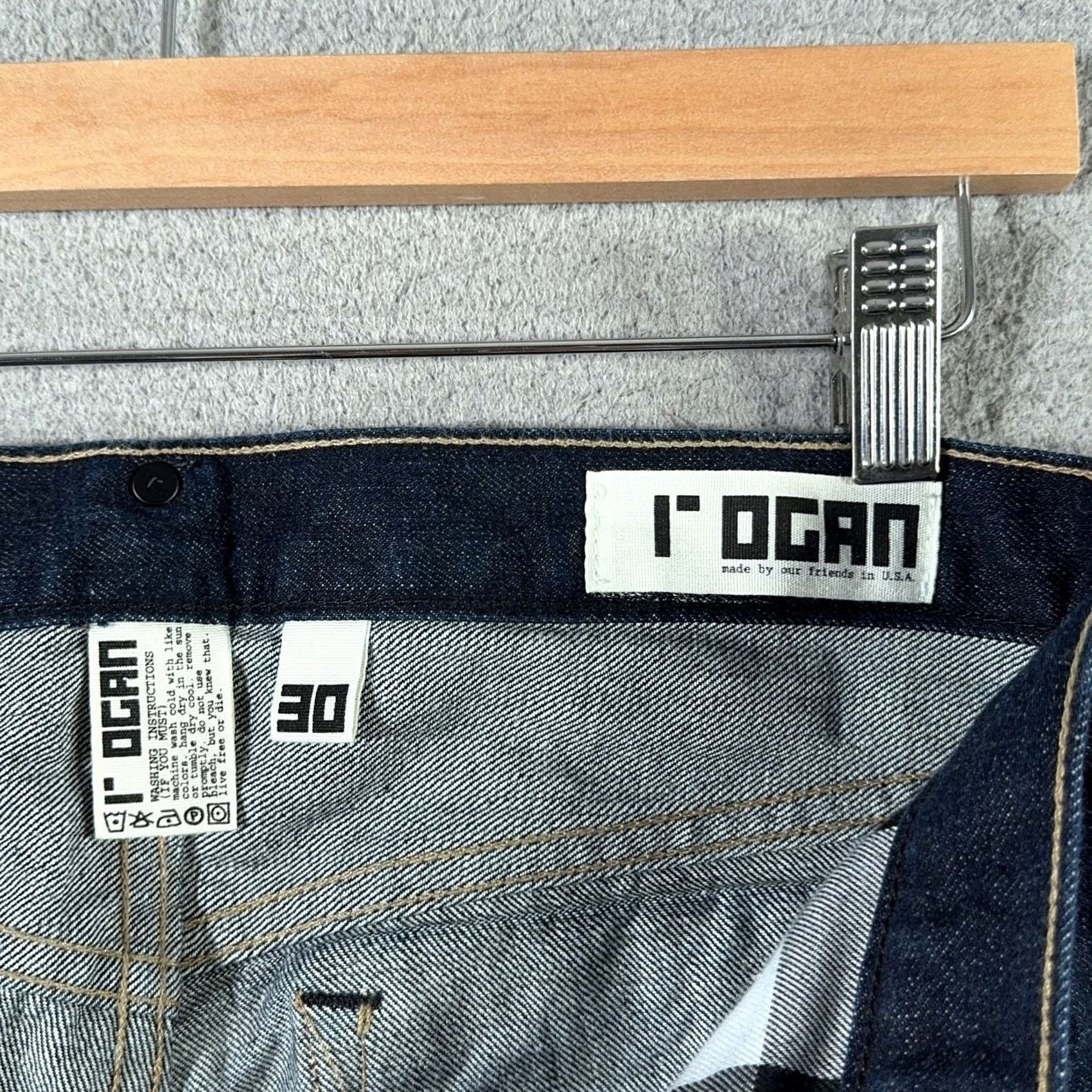 Denime Rogan Puck Jeans Mens 30x32 Blue Denim Selvedge USA Made Classic Fit Narrow Leg Straight Ins 100% Cotton Button Zip Pockets Size US 30 / EU 46 - 4 Thumbnail