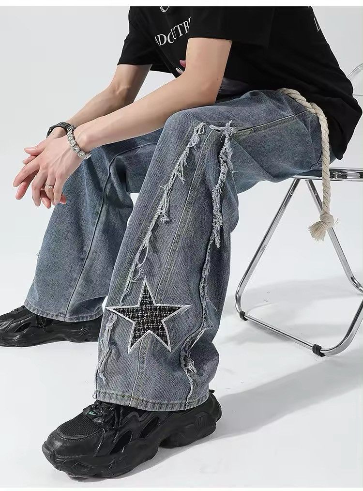 Japanese Brand × Jean Star Patch Distressed Jean Size US 32 / EU 48 - 5 Thumbnail