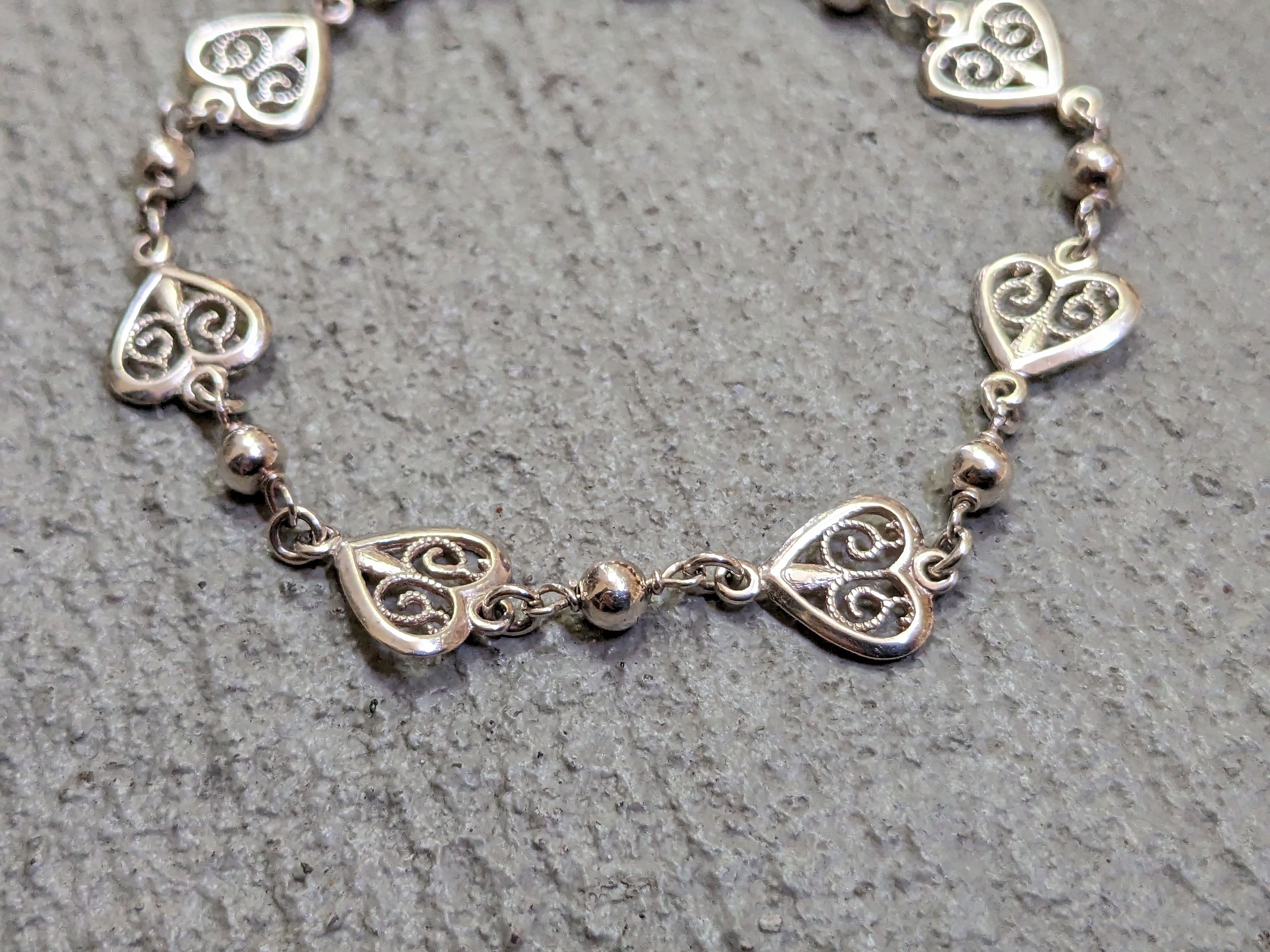 Jewelry × Vintage Vintage Sterling Silver Heart Bracelet Chain 7.25" Italy Y2K Size ONE SIZE - 3 Thumbnail
