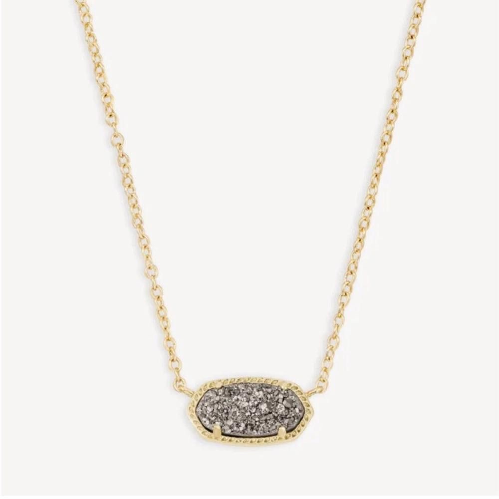 Designer Kendra Scott Elisa Necklace Platinum Drusy Pendant Gold Size ONE SIZE - 2 Thumbnail