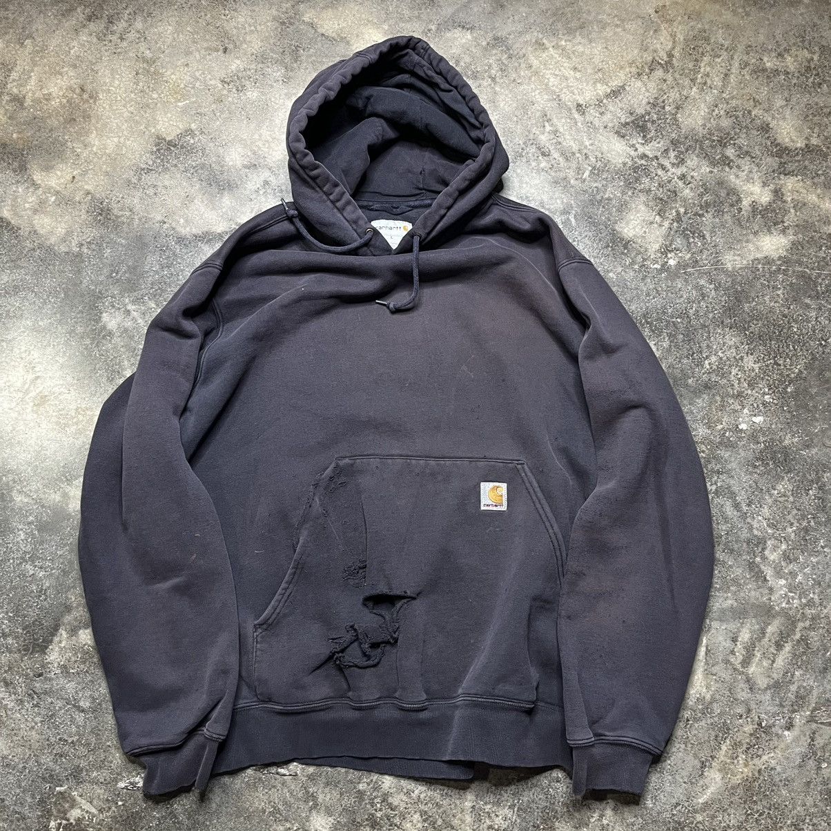 Vintage vintage thrashed carhartt faded black hoodie Size US L / EU 52-54 / 3 - 1 Thumbnail
