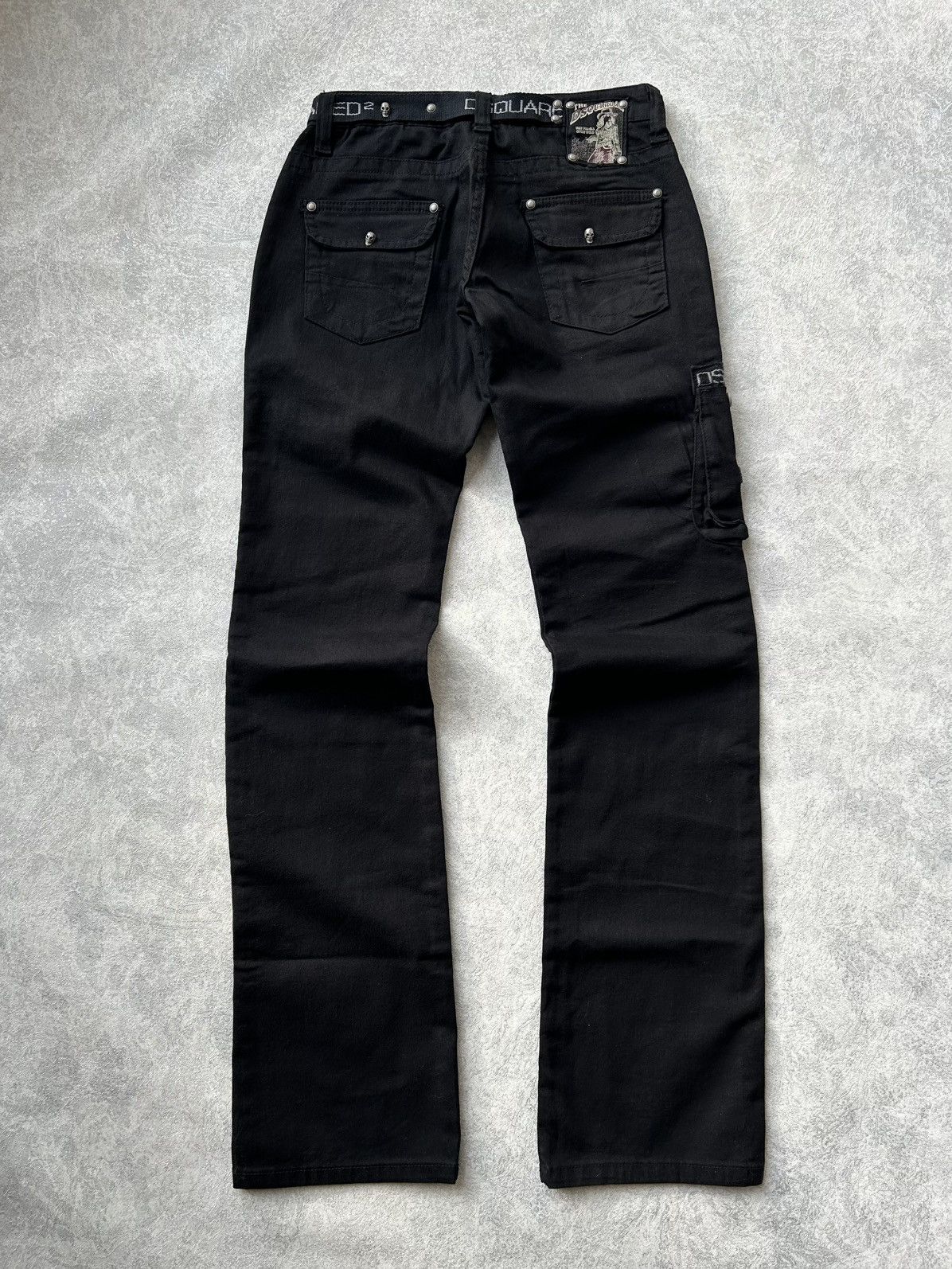 Dsquared2 Vintage 2000s Dsquared2 Black Cargo Pants Metal Skulls Size 27" / US 4 / IT 40 - 5 Thumbnail