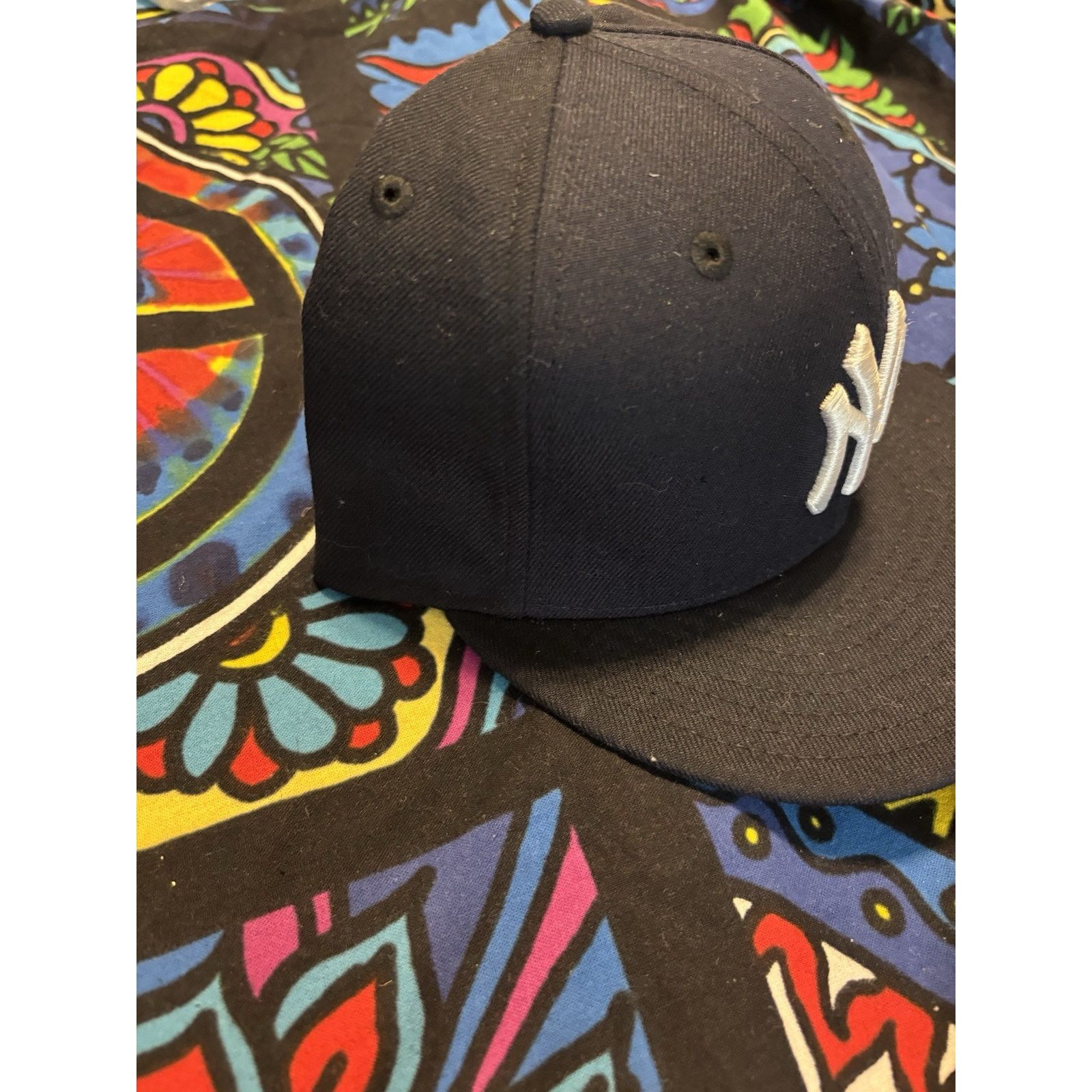 Vintage New York Yankees MLB Hat flex fit Blue 7 5/8 Size ONE SIZE - 3 Thumbnail