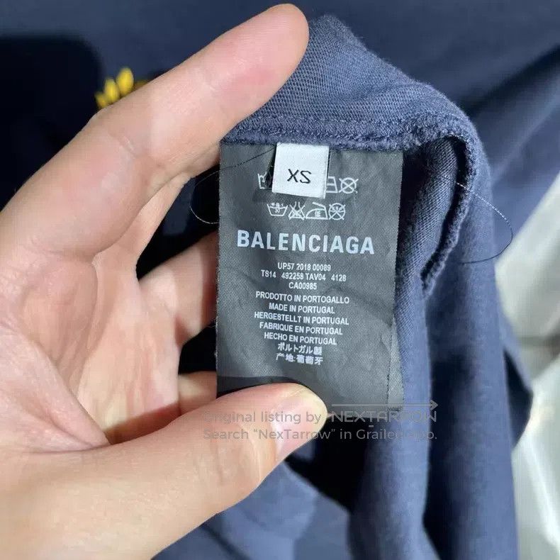 Balenciaga Balenciaga Navy Blue Wheat Patterned T-Shirt Size US XS / EU 42 / 0 - 5 Thumbnail