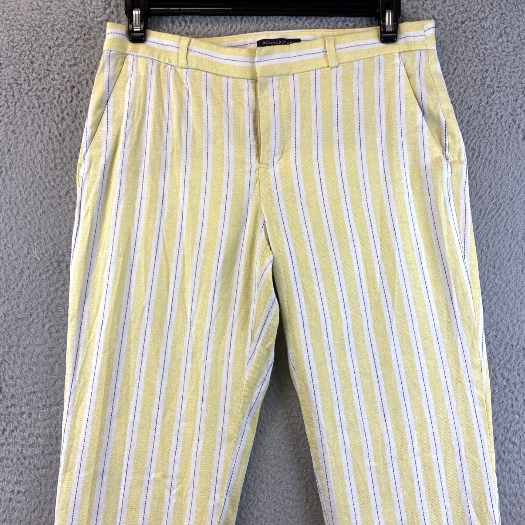 Banana Republic Banana Republic Women's Skinny Pants Size 6 Yellow Striped Cotton Casual Dress Pants Size 28" / US 6 / IT 42 - 3 Thumbnail