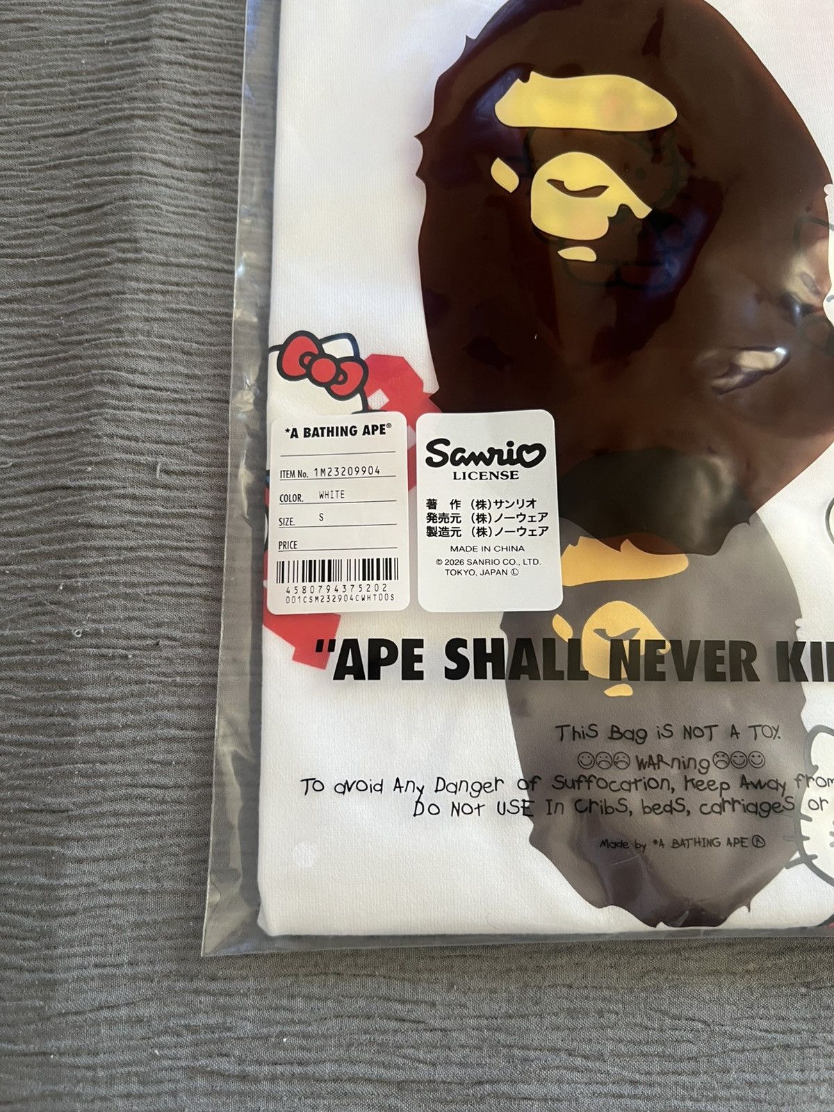 Bape Bape Sanrio Character Hello Kitty College Tee Ladies Small Size US S / EU 44-46 / 1 - 11 Thumbnail