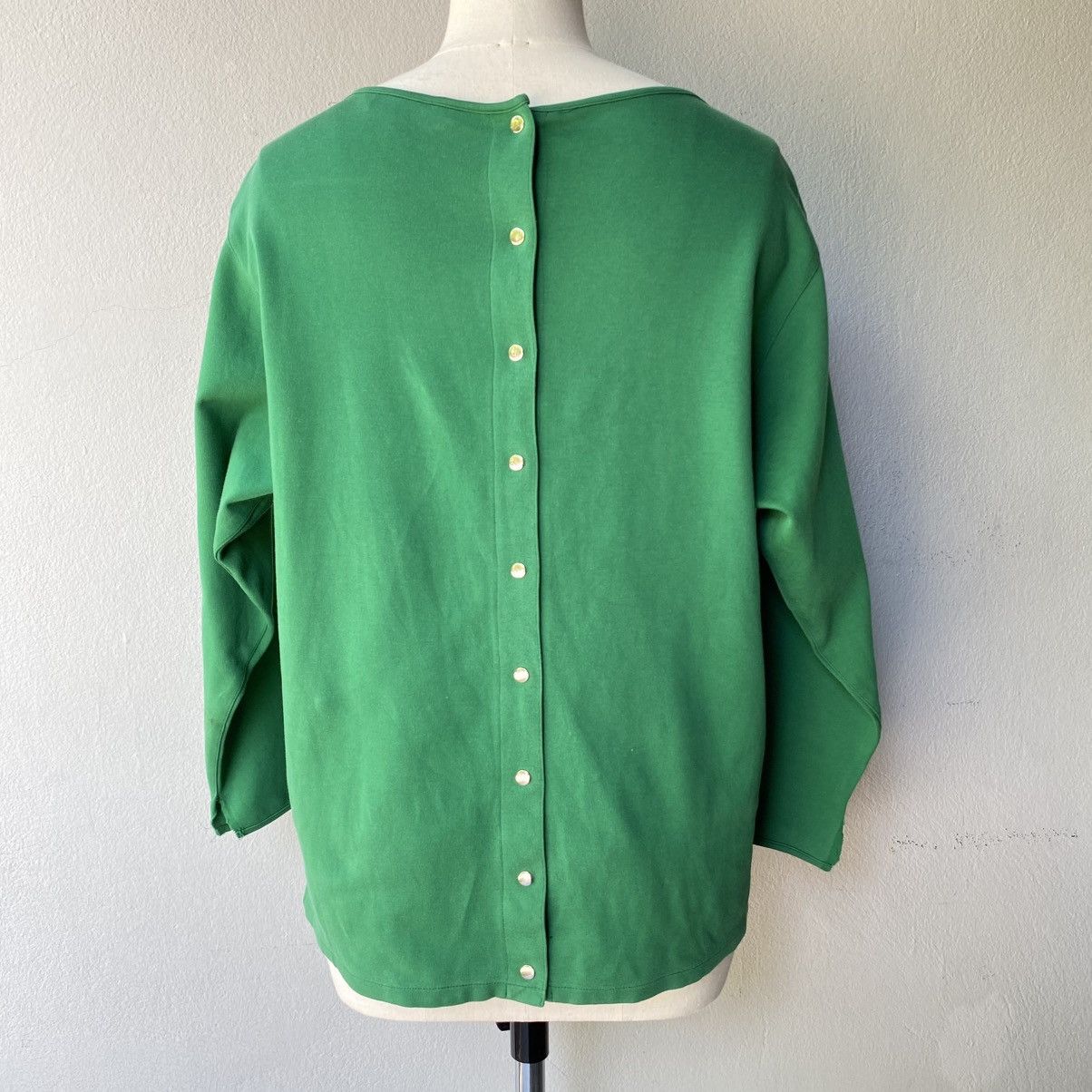 Dior Christian Dior Green Long Sleeve Back-Snap Top with Logo Size M / US 6-8 / IT 42-44 - 15 Thumbnail