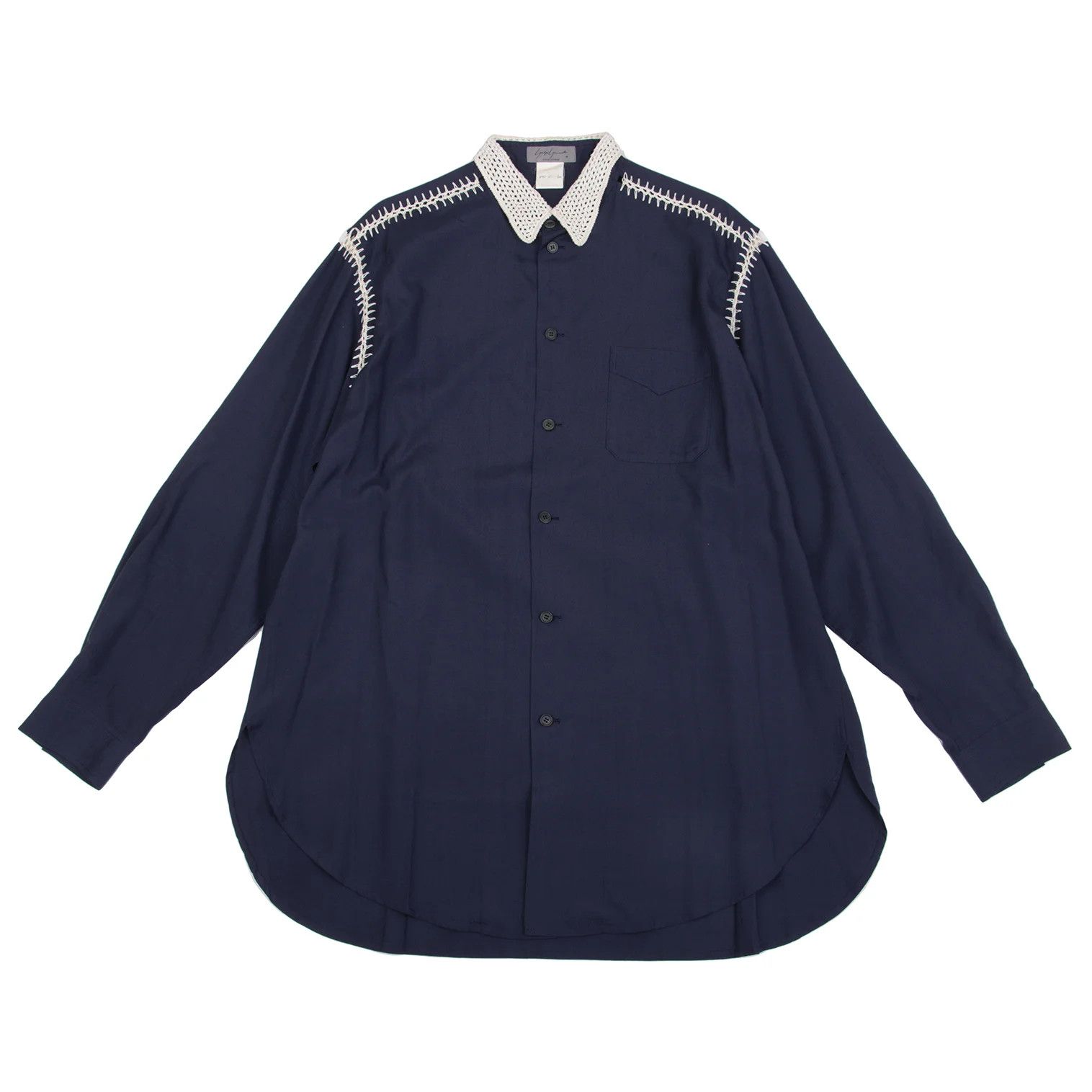 Yohji Yamamoto Yohji Yamamoto Crochet Lace Panel Shirt Size US M / EU 48-50 / 2 - 1 Thumbnail