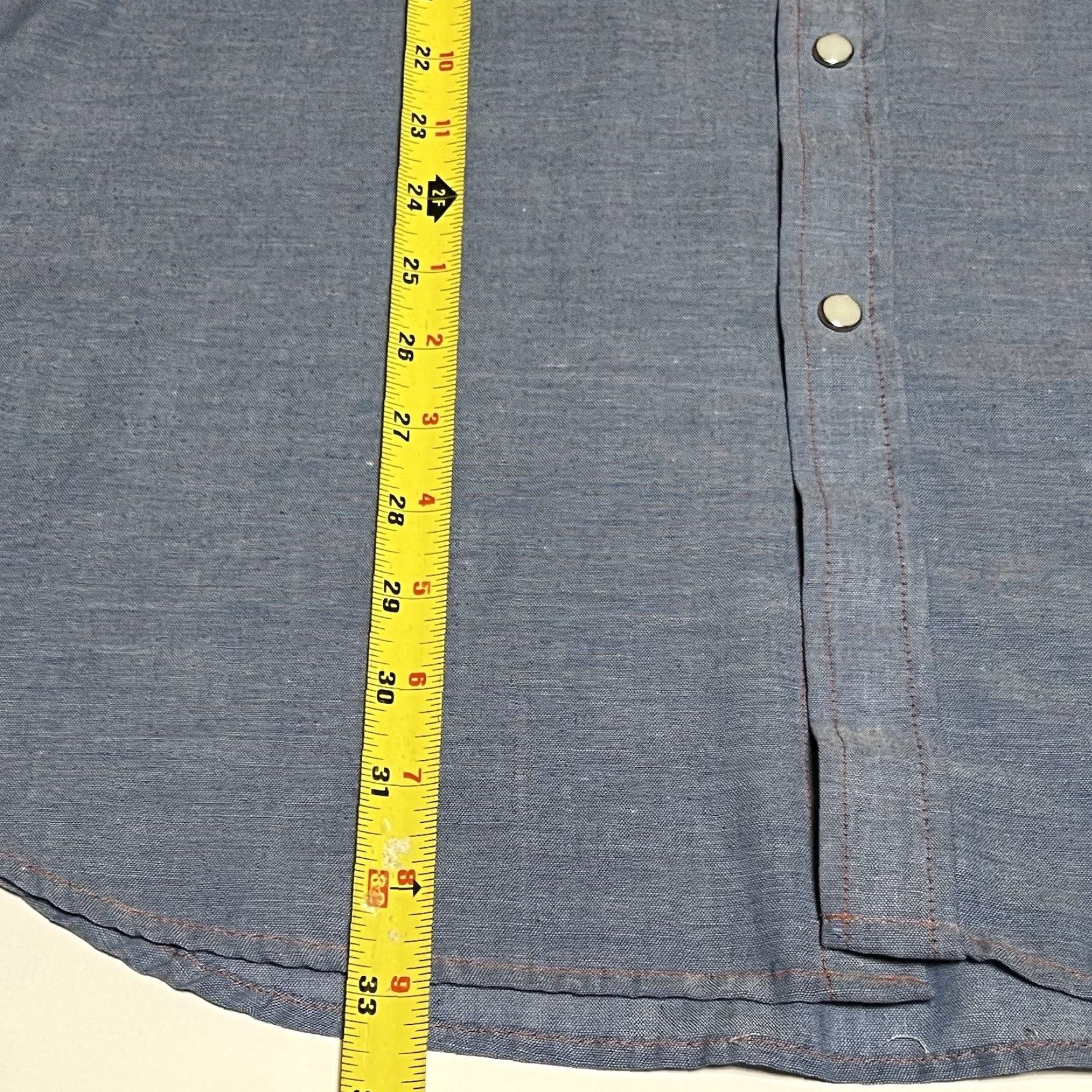 J Brand VINTAGE DEE CEE BRAND Western Shirt Cowboy Pearl Snap Blue Chambray 3XL Mens Shrt Sleeves Short Collared Snap Buttons Size US XXL / EU 58 / 5 - 5 Thumbnail