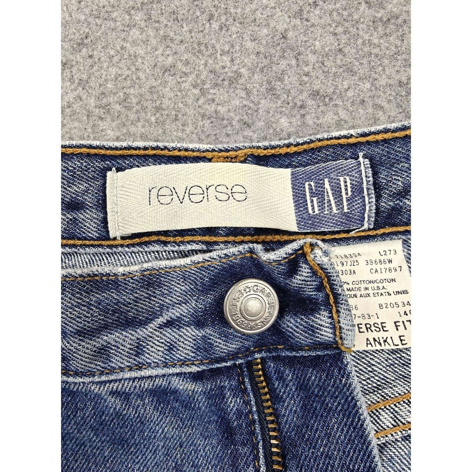 Gap VINTAGE Gap Jeans Womens 14 Ankle High Rise Denim 100% Cotton Blue United States 5-Pocket Logo Button Zip Mens? Size 36" / US 14 / IT 50 - 3 Thumbnail