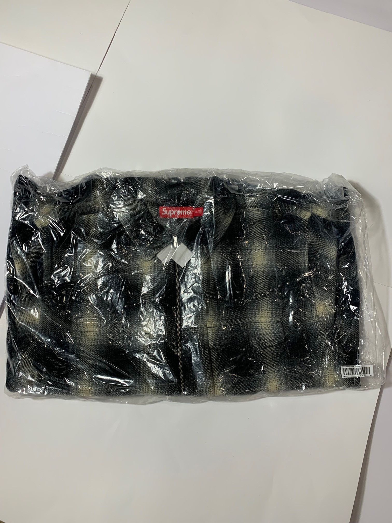 Supreme Studded Shadow Plaid Zip Up Shirt FW25 Size XL