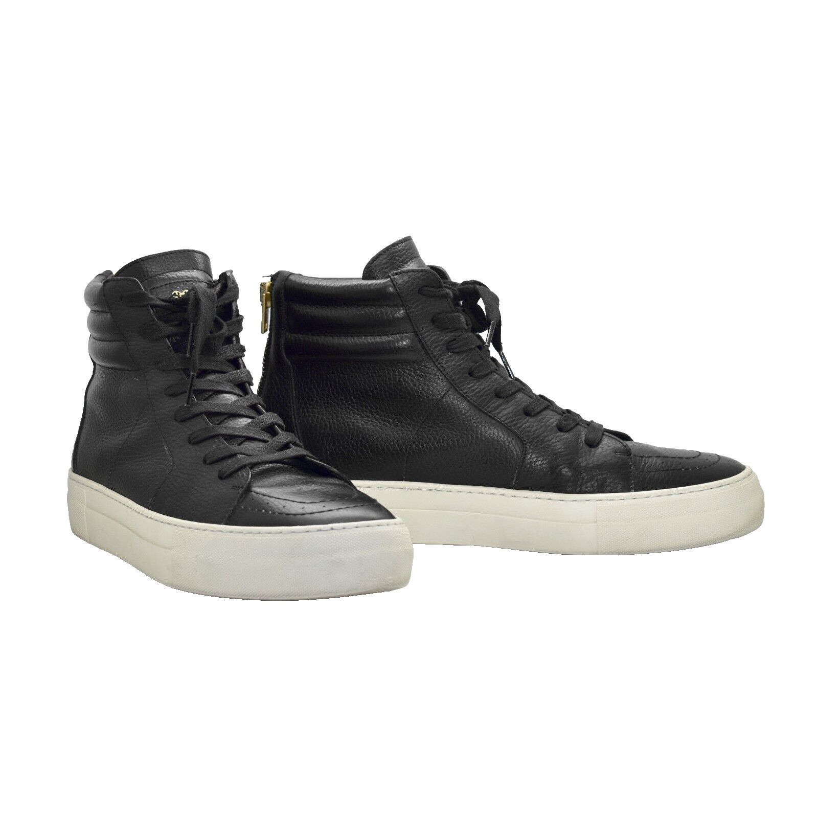 Buscemi BUSCEMI Black Leather Back Zip Lace Up Hi Top Sneakers Sz