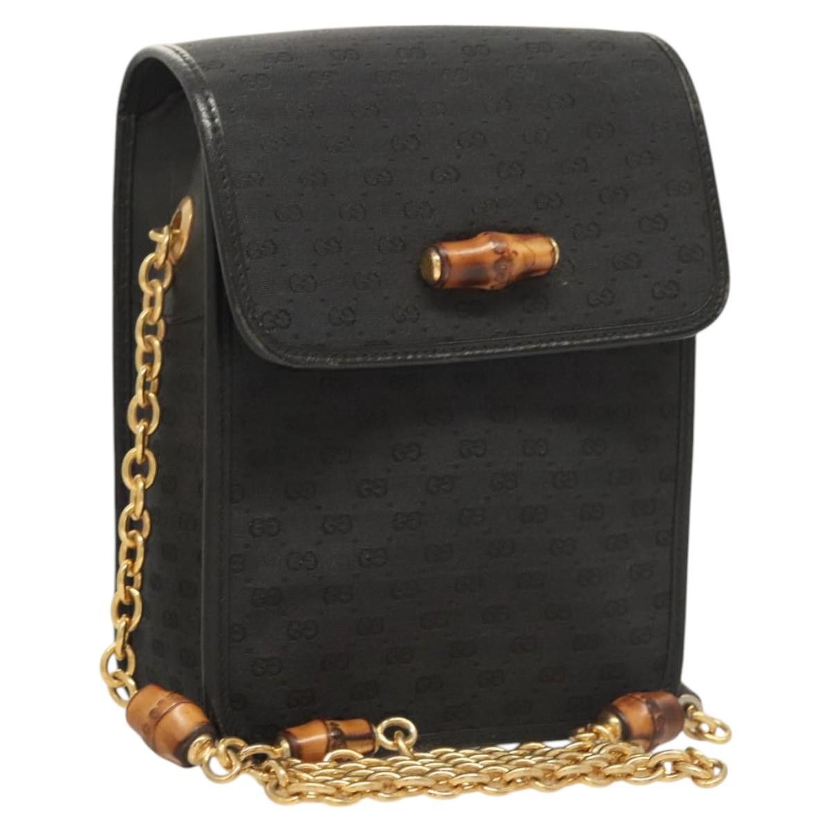 Gucci GUCCI Micro GG Canvas Bamboo Shoulder Bag Pvc Black Gold Size ONE SIZE - 1 Thumbnail