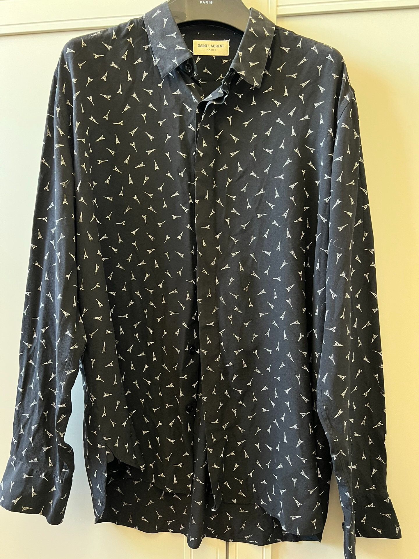Saint Laurent Paris Saint Laurent Eiffel Tower Print Shirt Size US M / EU 48-50 / 2 - 1 Thumbnail