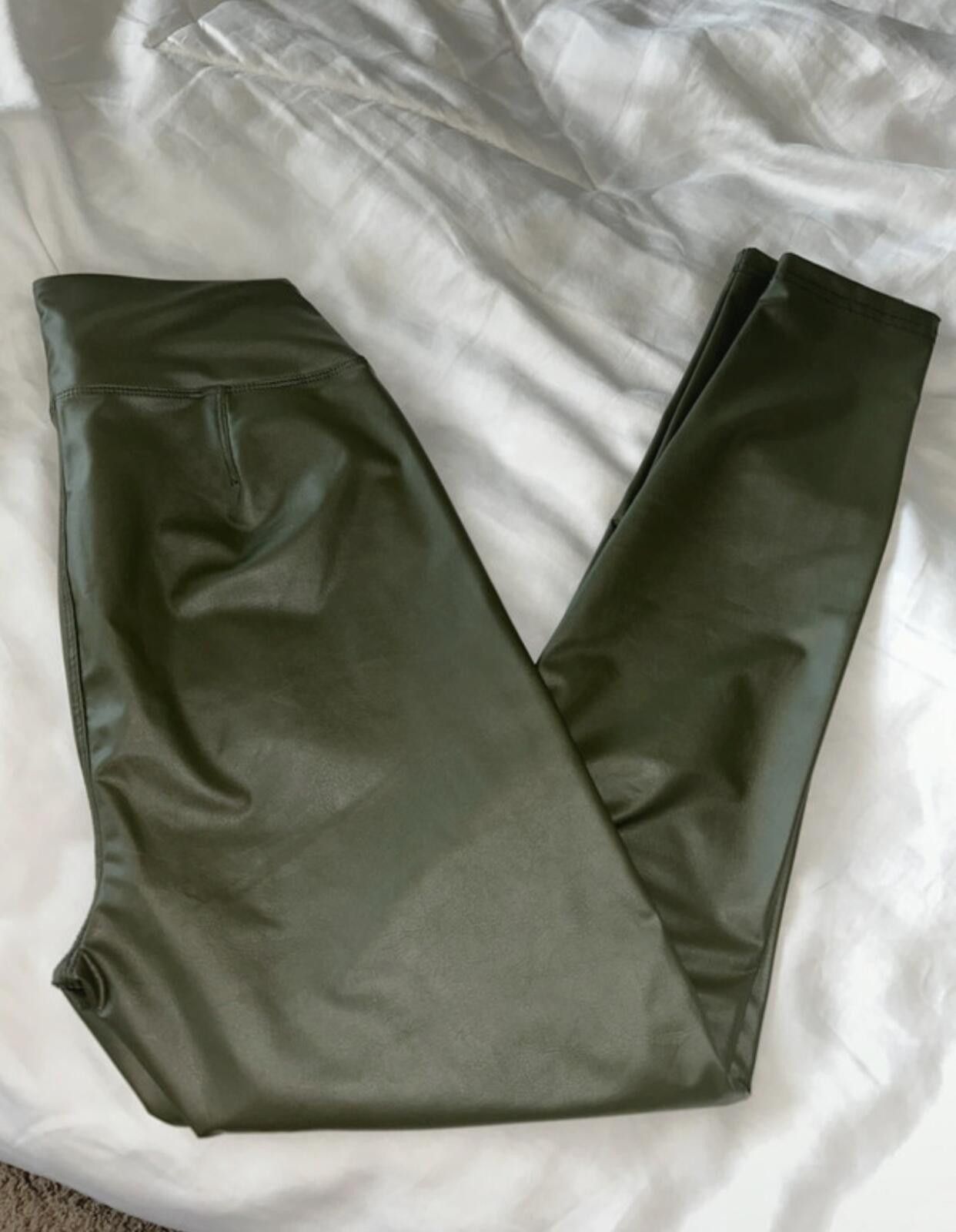 Other Aerie OFFLINE Real Luxe Olive Faux Leather Leggings NWT Size 32" / US 10 / IT 46 - 5 Thumbnail