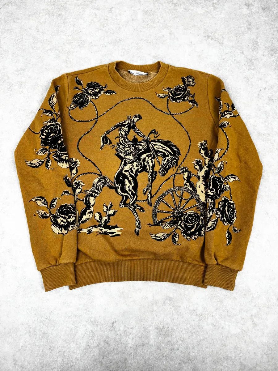 Dolce & Gabbana 2010s Dolce & Gabbana Mustard Embroidered Black Abstract Crewneck Sweater Size US M / EU 48-50 / 2 - 1 Thumbnail