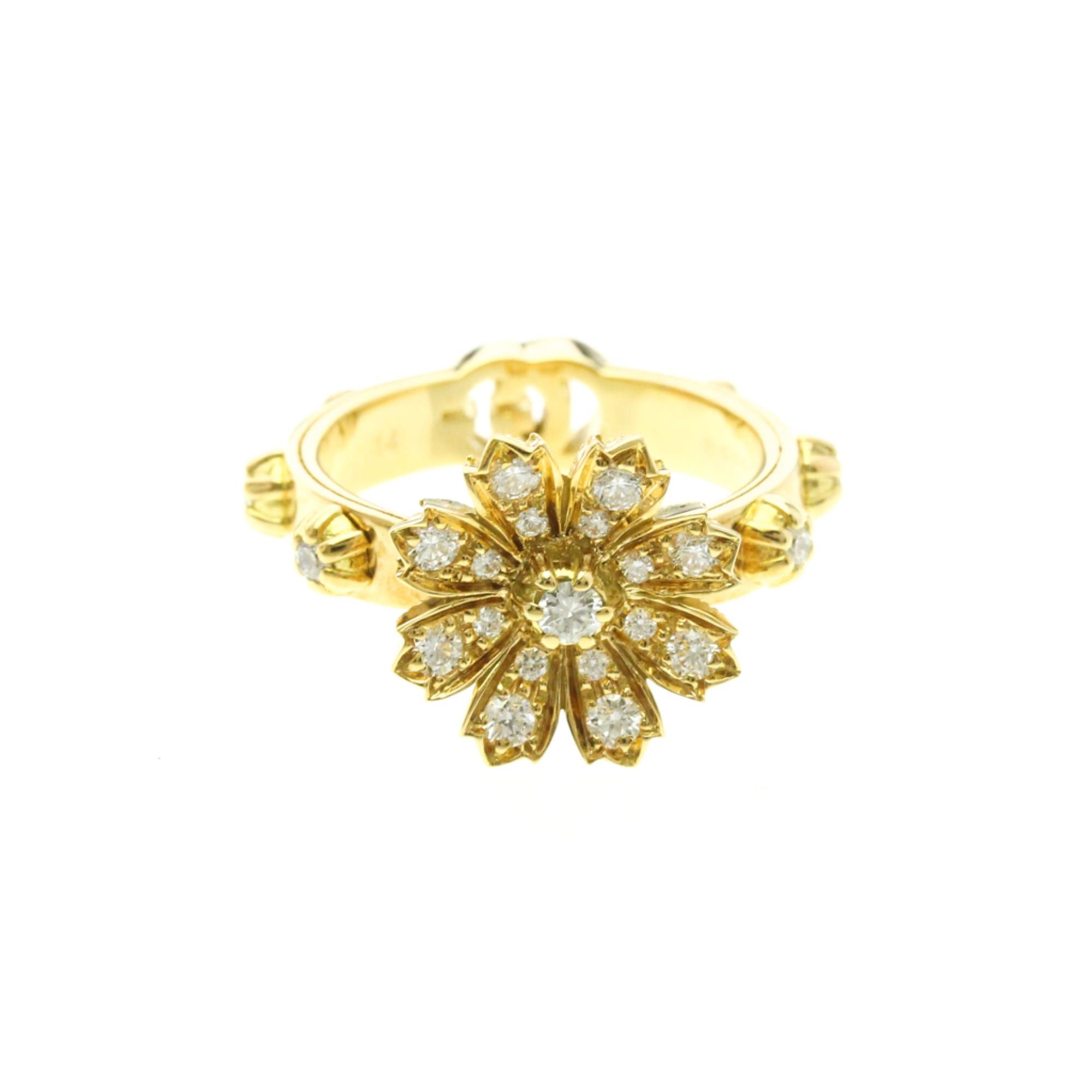 Gucci Gucci Flora Diamond Ring Yellow Gold (18K) Fashion Diamond Band Ring Gold Size ONE SIZE - 1 Thumbnail