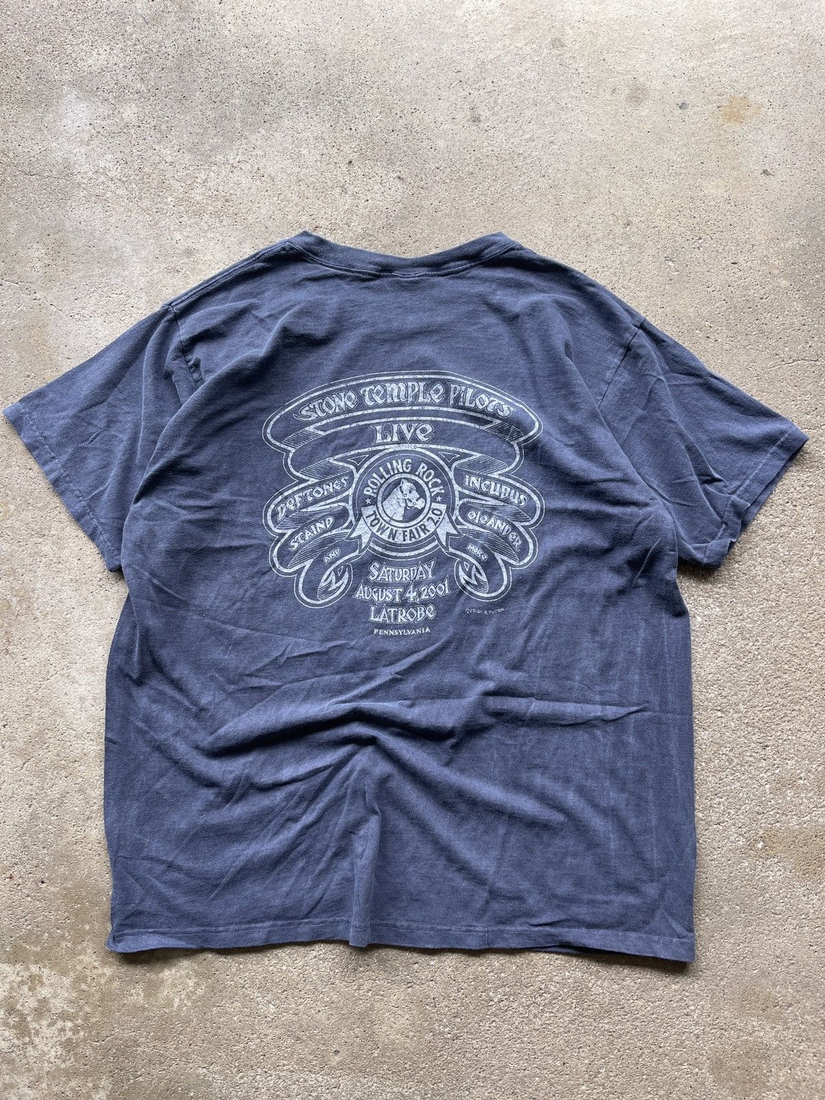 image of Band Tees x Vintage Y2K Stone Temple Pilots Deftones Live Tee Shirt XL in Blue, Men's