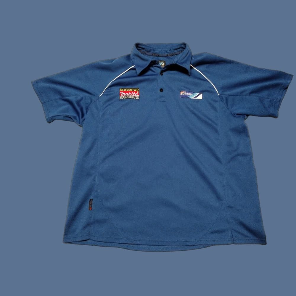 Vintage VINTAGE Suzuki Makita Rockstar Energy Button Shirt 2XL Motocross Racing Crew Retro Pit Mens Blue Knit Short Sleeve Button-Up Shopwear Size US XXL / EU 58 / 5 - 1 Thumbnail