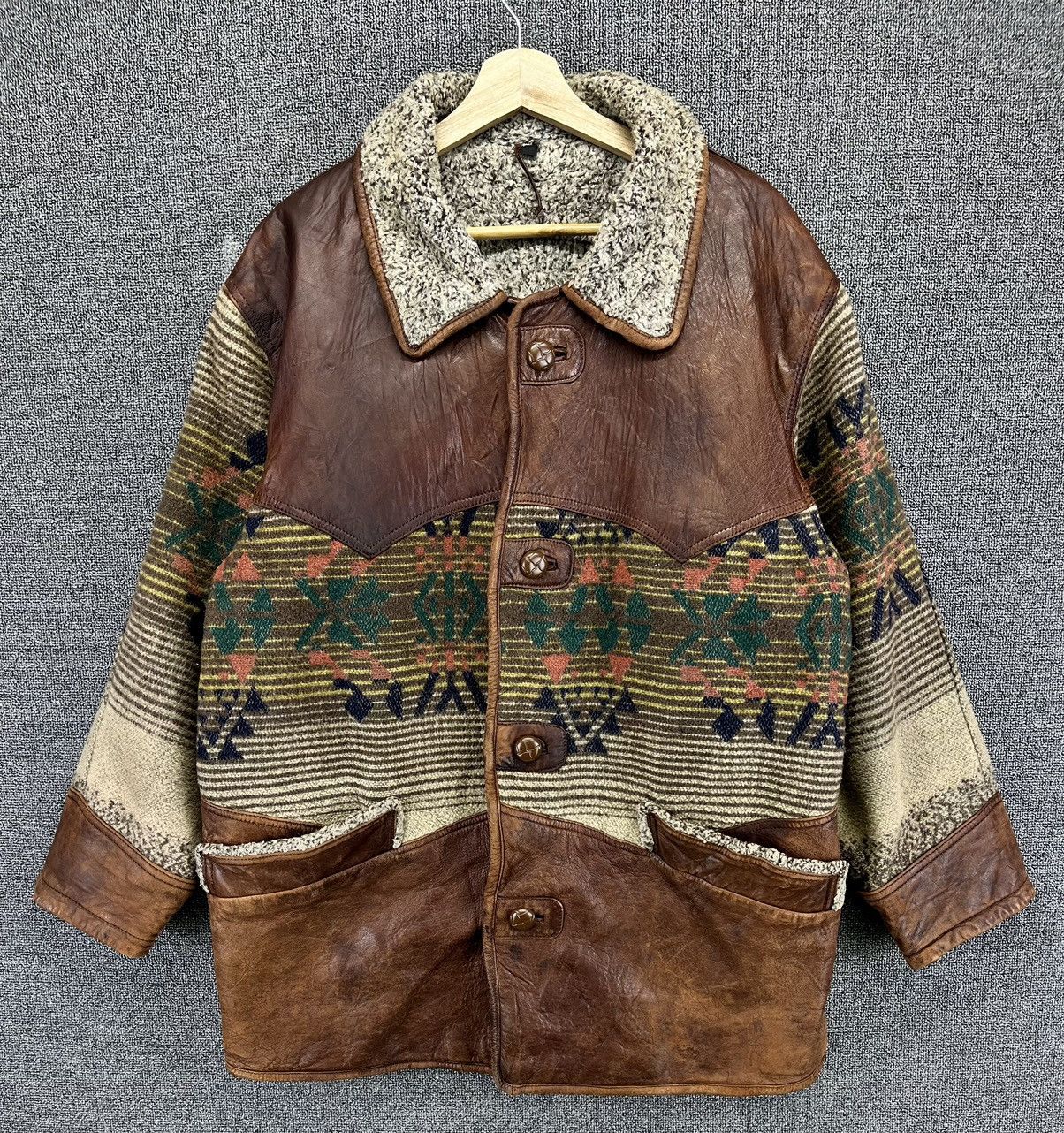 Japanese Brand Vintage Japanese Sherpa Rare Leather Jacket Size US M / EU 48-50 / 2 - 1 Thumbnail