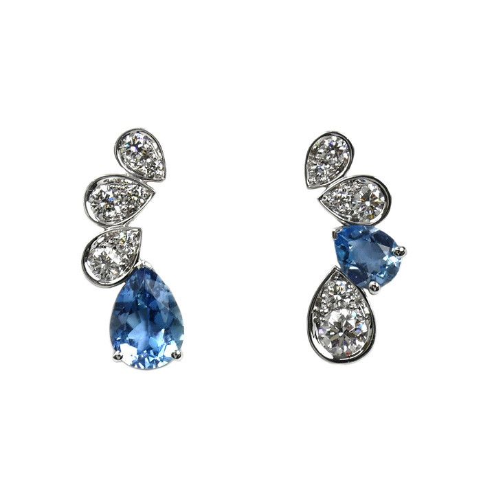 Other Chaumet Chaumet Josephine Ronde D Aigrette Au750 White Gold Diamond Aquamarine Earrings Precious Metal Earrings 084377 DUTY FREE for USA Size ONE SIZE - 1 Thumbnail