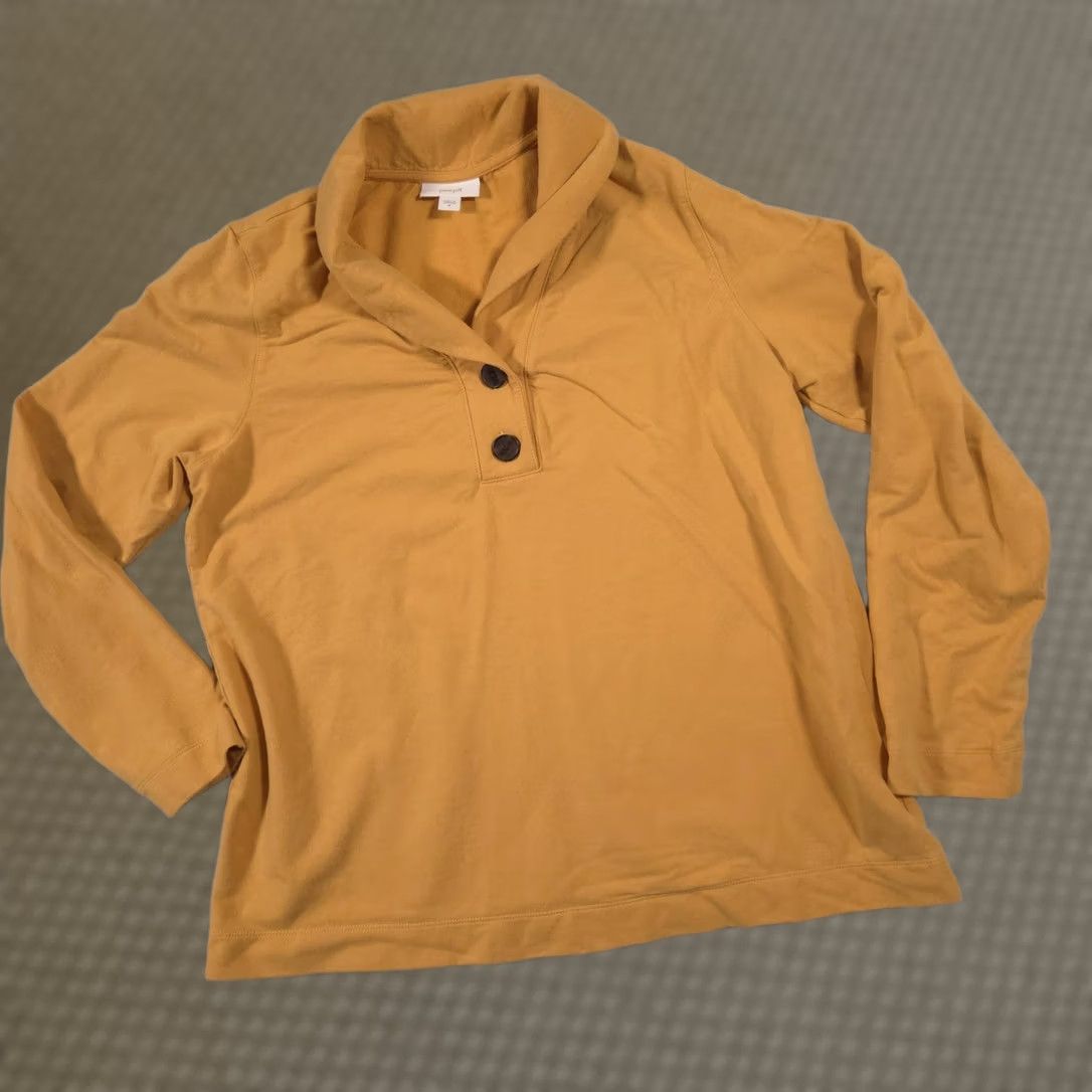 Vintage Pure Jill Shirt Womens M Yellow Cowl Neck Long Sleeve Button Stretch Top Size M / US 6-8 / IT 42-44 - 1 Thumbnail
